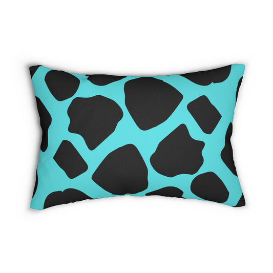 Cow Print Turquoise Accent Pillow