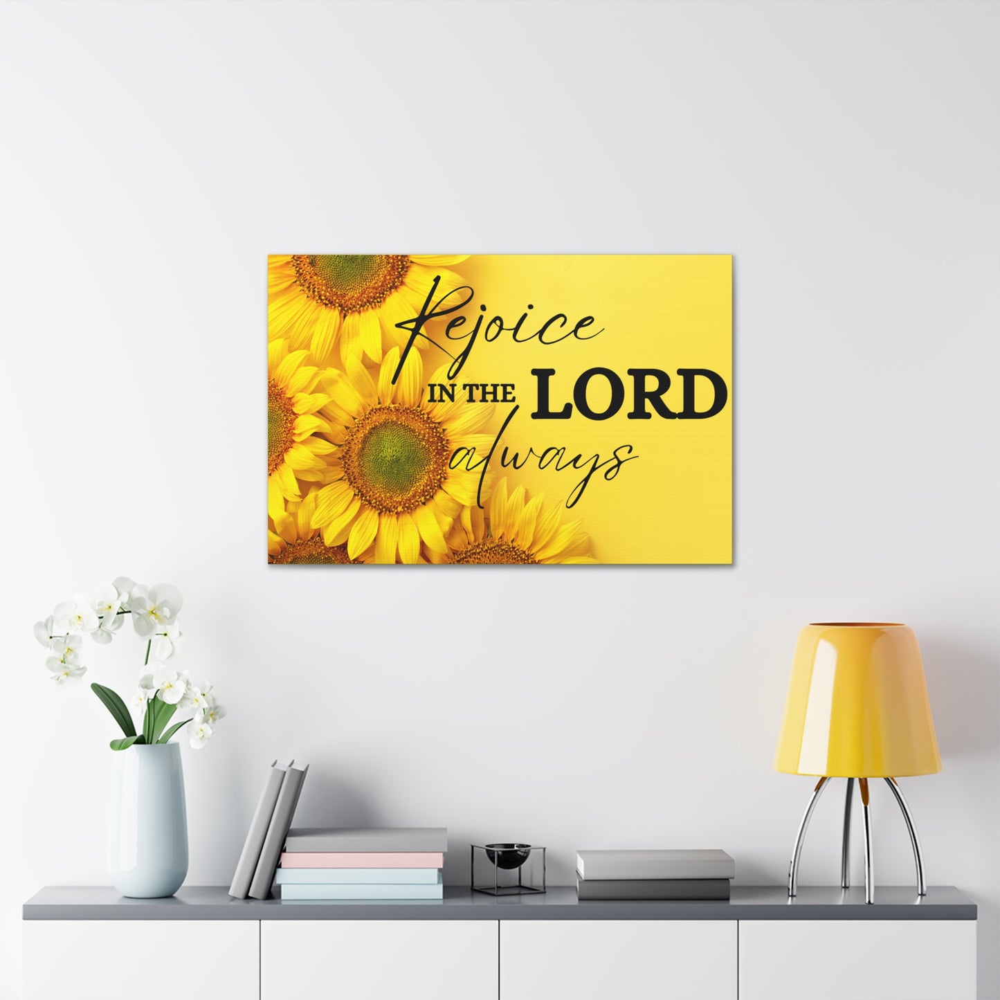 Christian Wall Art: Rejoice in the Lord (Wood Frame Ready to Hang)