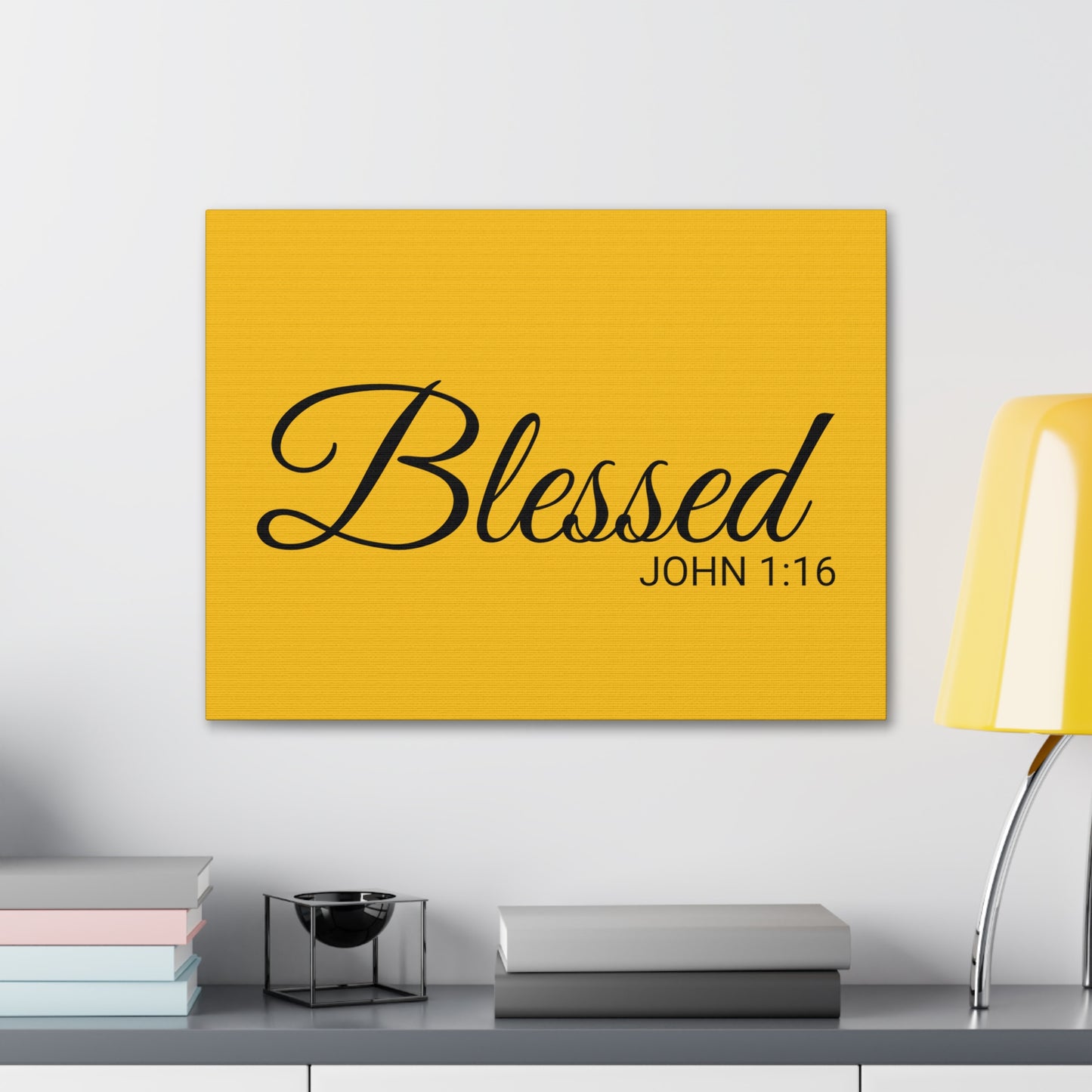 Christian Wall Art "Blessed" Verse John 1:16 - Ready to Hang Unframed