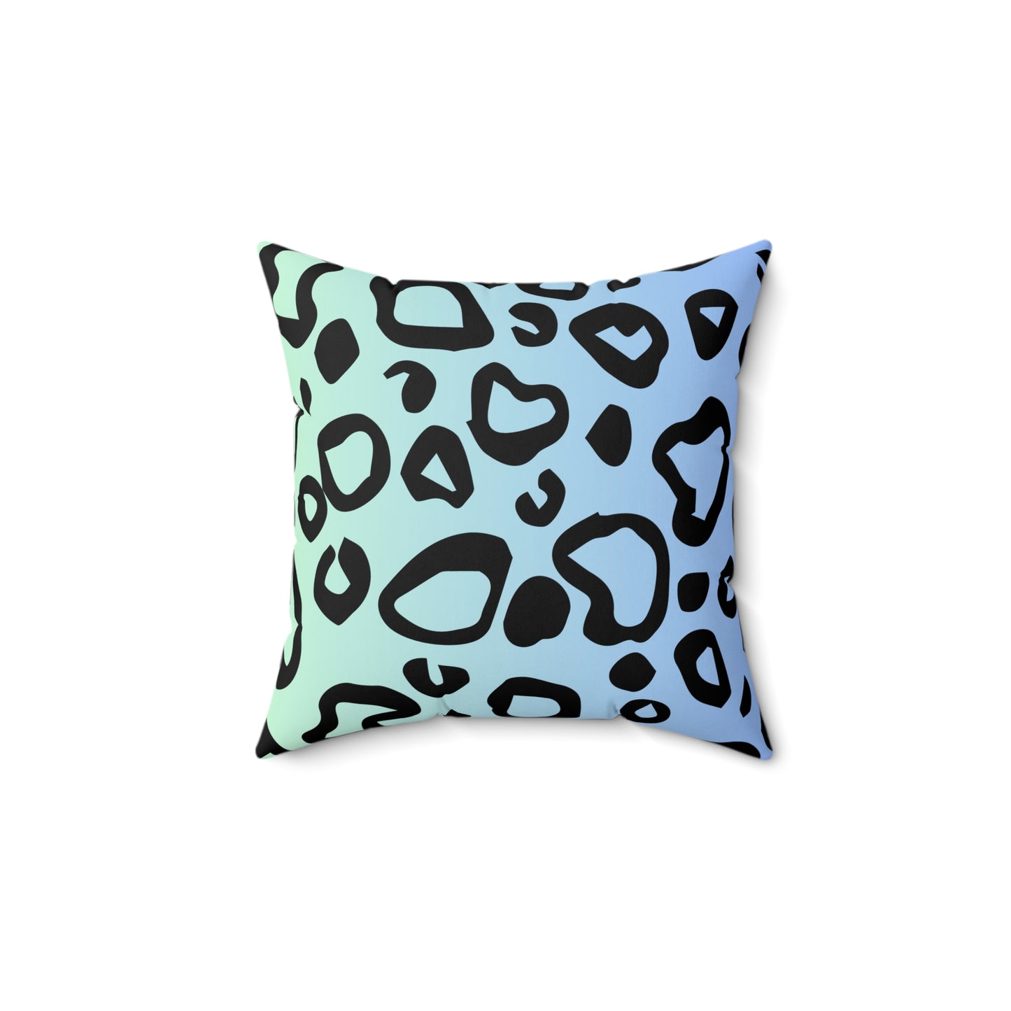 Leopard Print Blue-Green Ombre Throw Pillow