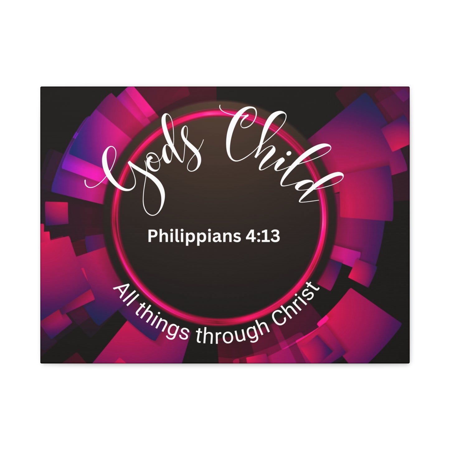 Christian Wall Art: Scripture Philippians 4:13 All thing through Christ/Gods Child (Wood Frame Ready to Hang)