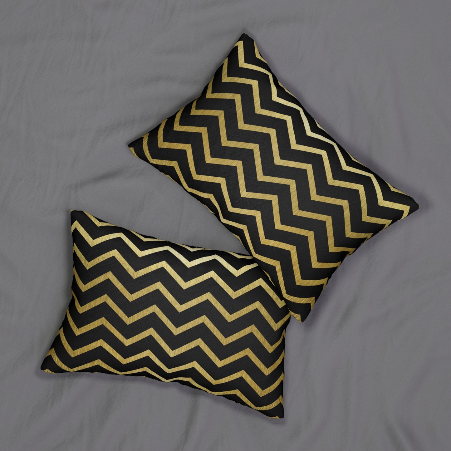 Chevron Black and Gold Accent Pillow