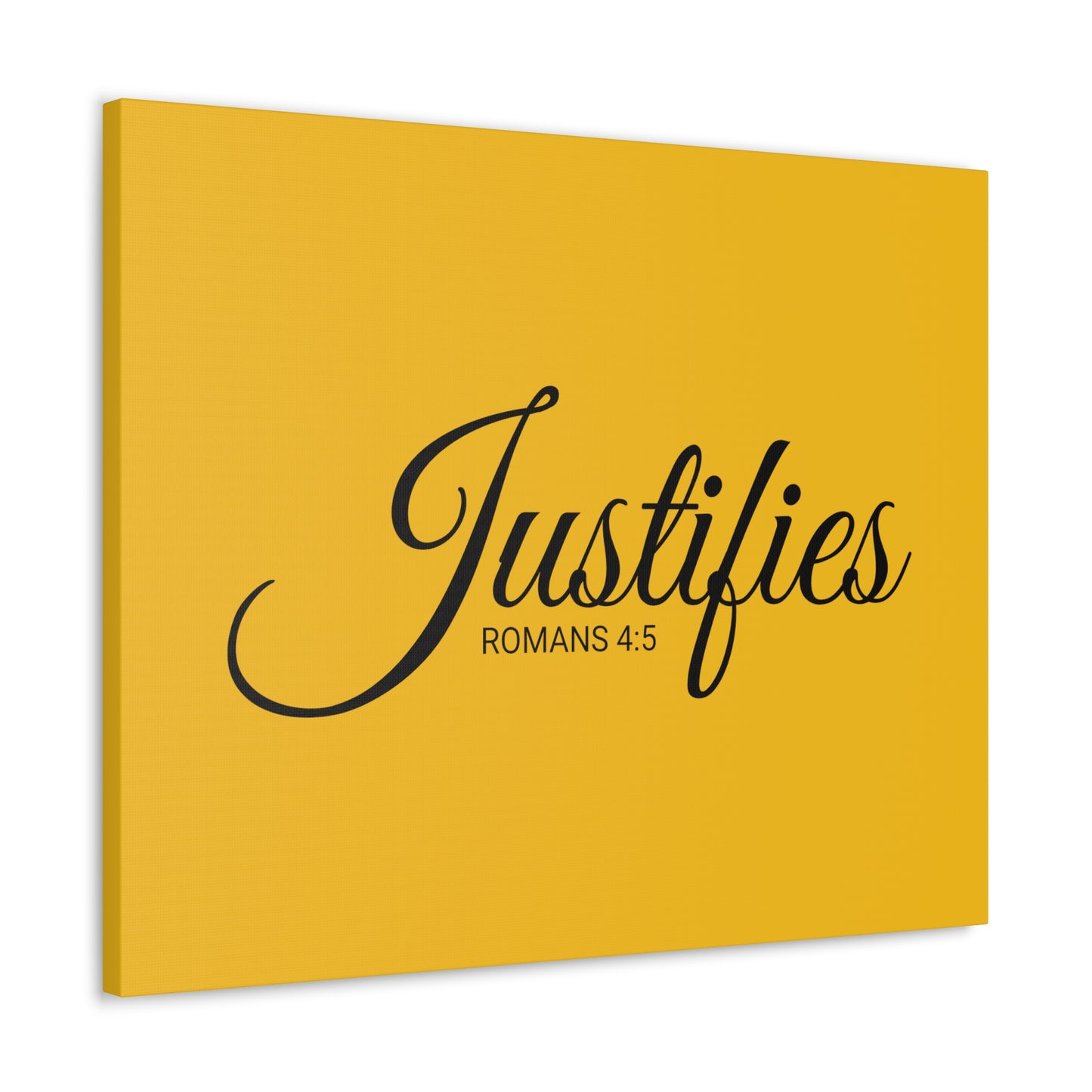 Christian Wall Art "Justifies" Verse Romans 4:5 Ready to Hang Unframed