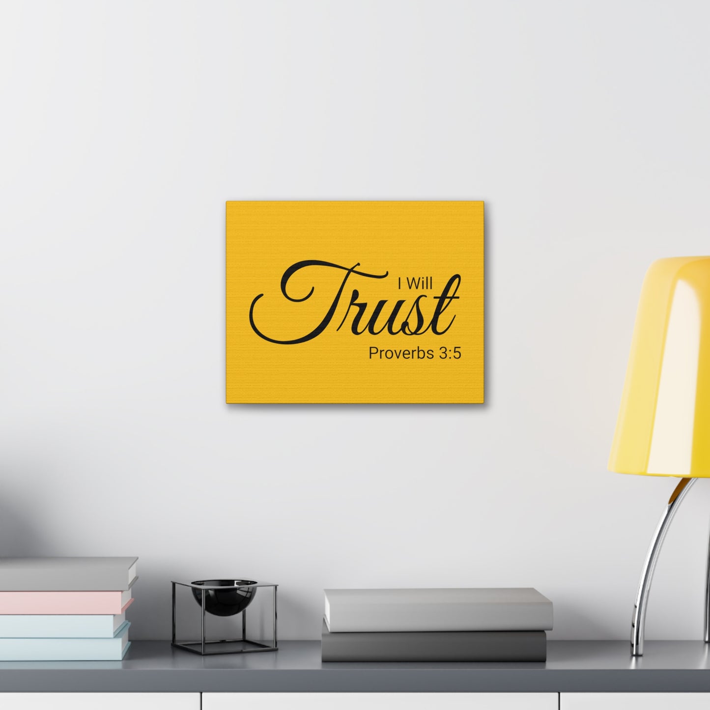 Christian Wall Art "I will Trust" Verse Proverbs 3:5 Ready to Hang Unframed