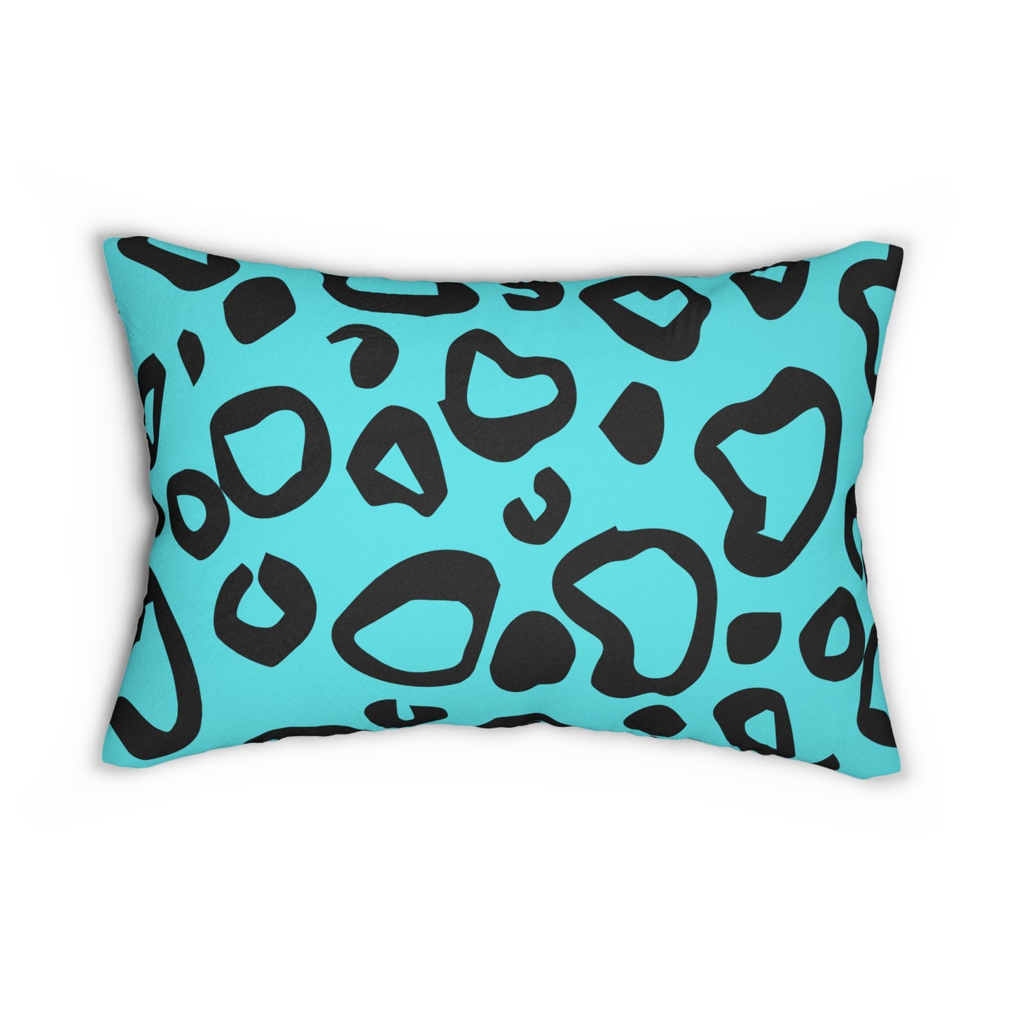 Almohada decorativa turquesa con estampado de leopardo