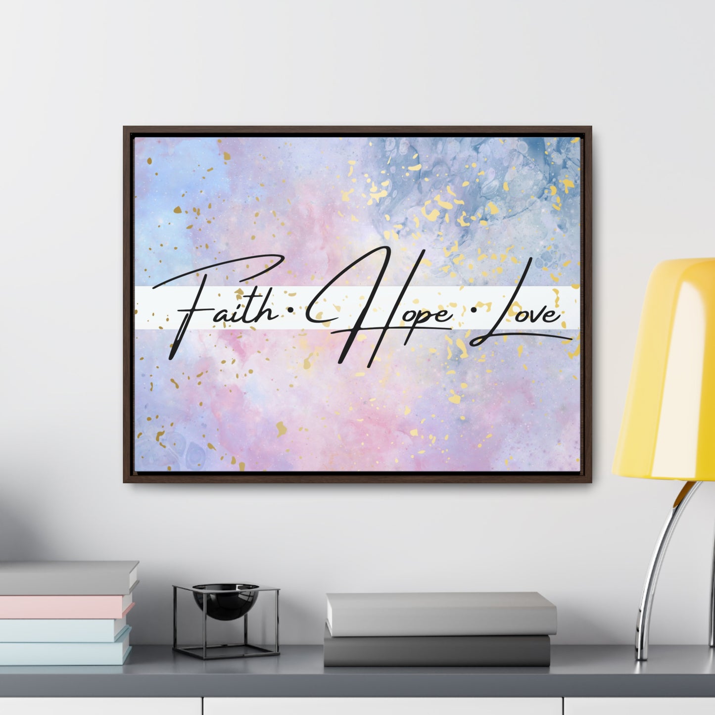 Christian Wall Art: Faith Love Hope (Floating Frame)