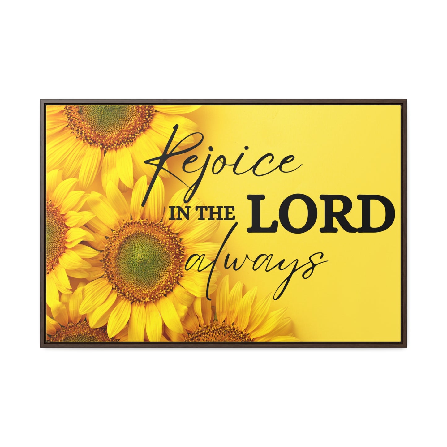 Christian Wall Art: Rejoice in the Lord (Floating Frame)