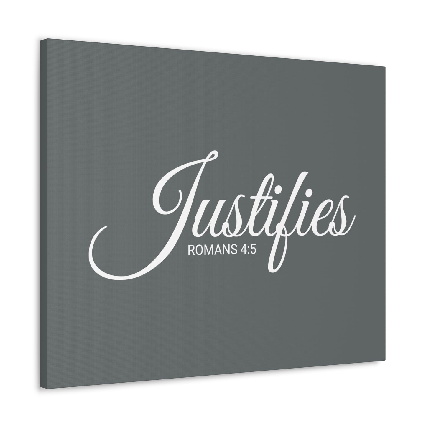 Christian Wall Art "Justifies" Verse Romans 4:5 Ready to Hang Unframed