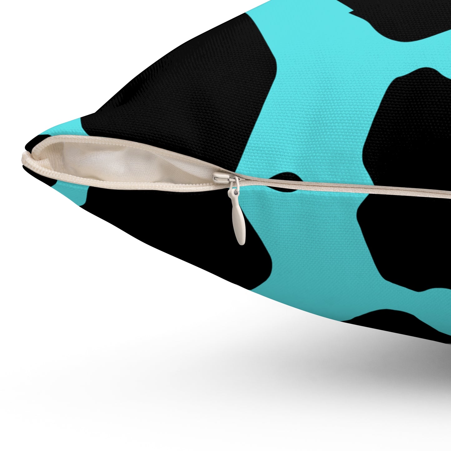 Cow Print Turquoise Throw Pillow