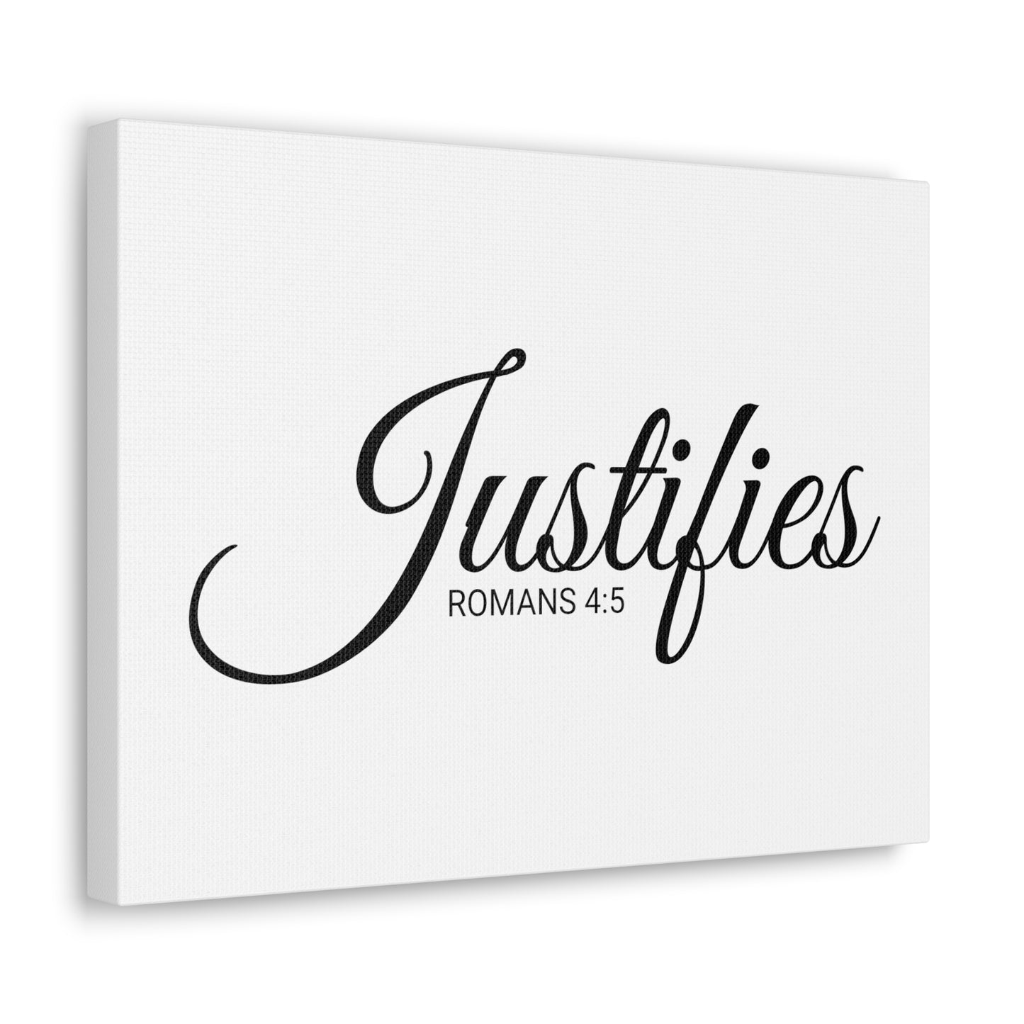 Christian Wall Art "Justifies" Verse Romans 4:5 Ready to Hang Unframed