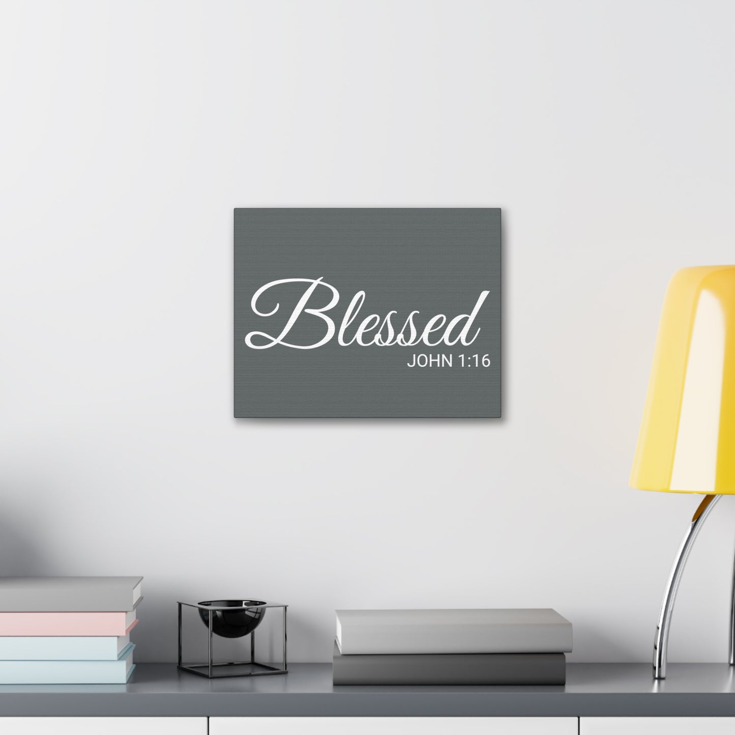 Christian Wall Art "Blessed" Verse John 1:16 - Ready to Hang Unframed