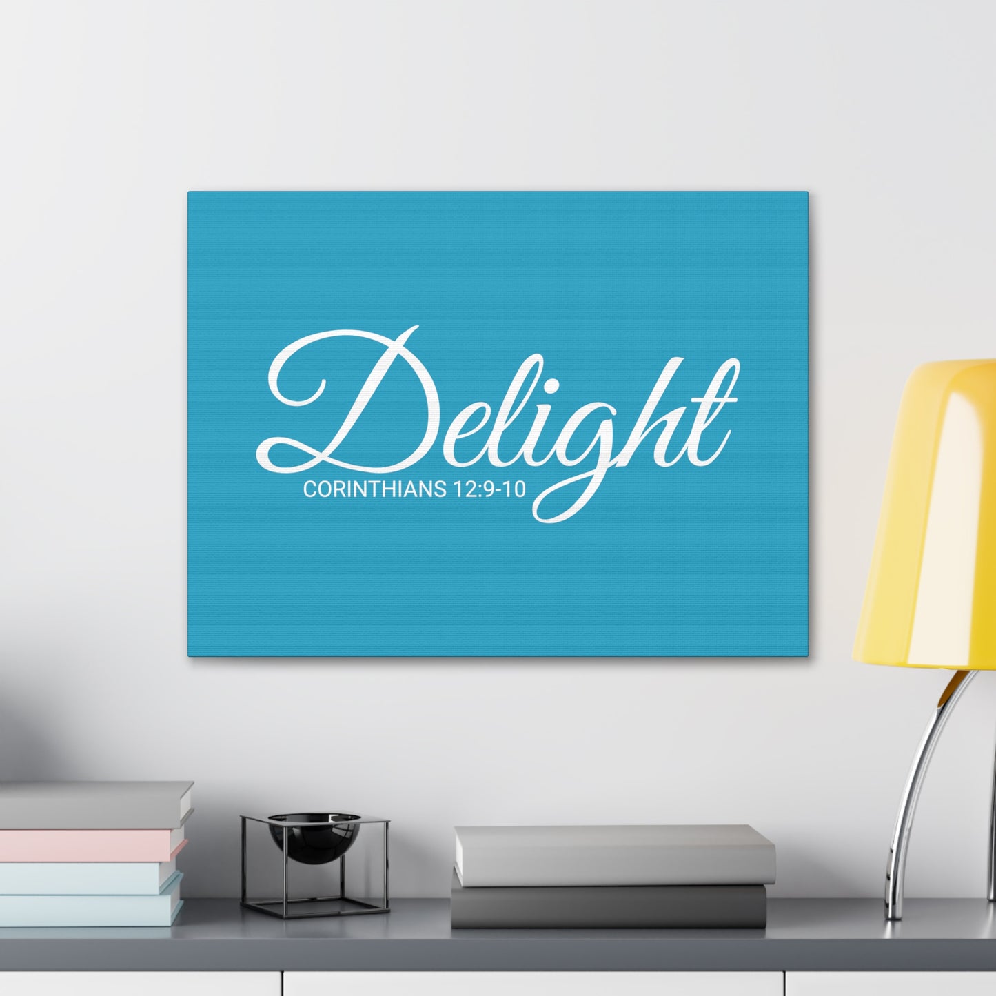 Christian Wall Art "Delight" Verse Corinthians 12:9-10 - Ready to Hang Unframed