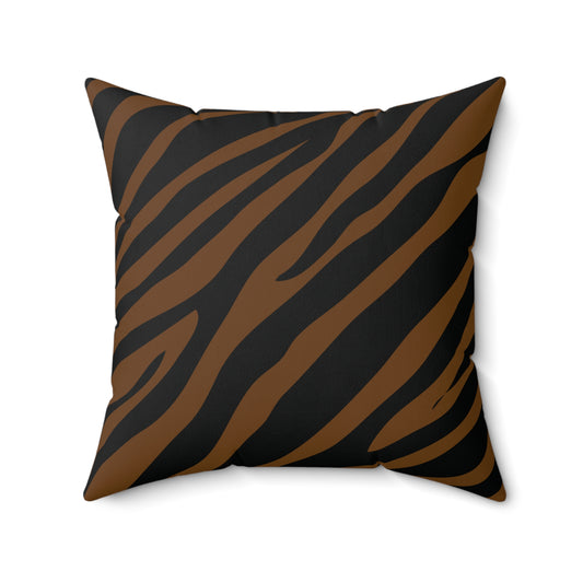 Zebra Print Brown Throw Pillow