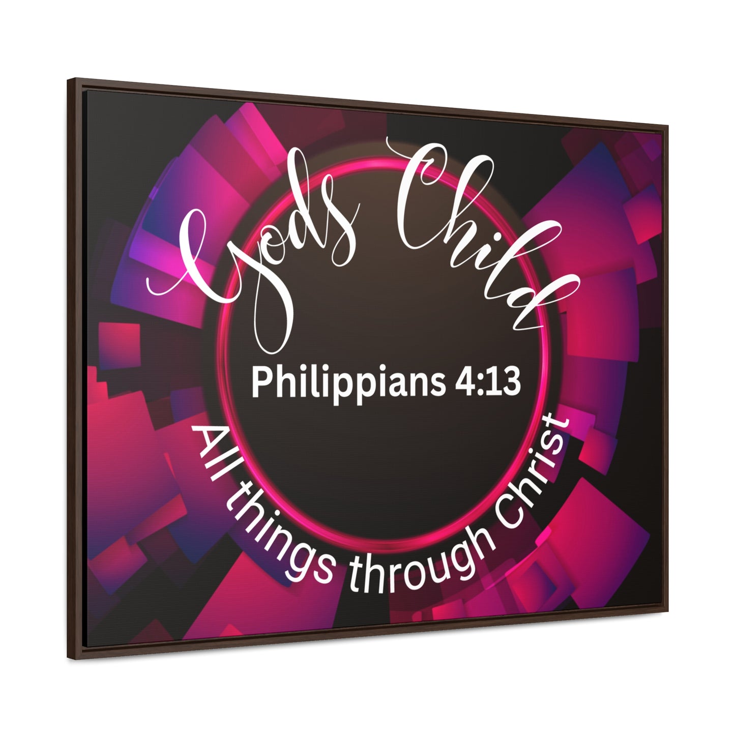 Christian Wall Art: Scripture Philippians 4:13 All thing through Christ/Gods Child (Floating Frame)