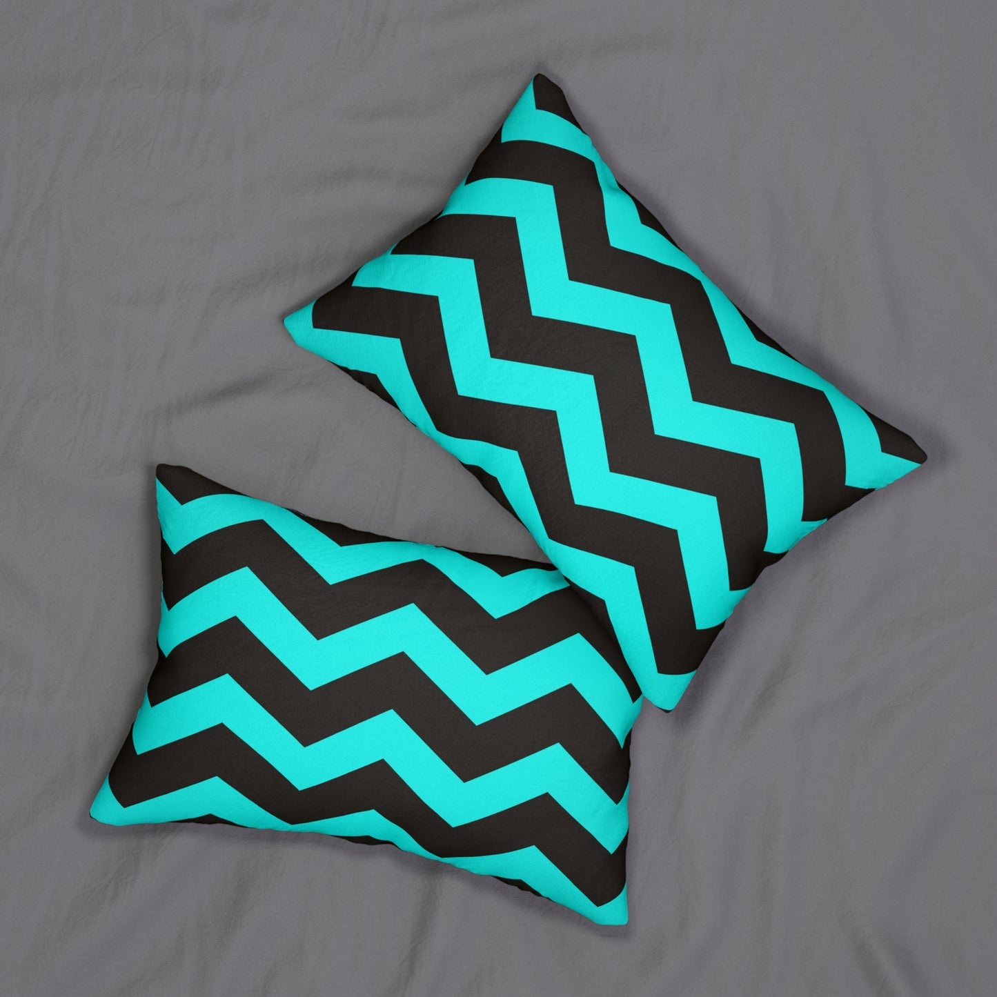 Chevron Black and Turquoise Accent Pillow