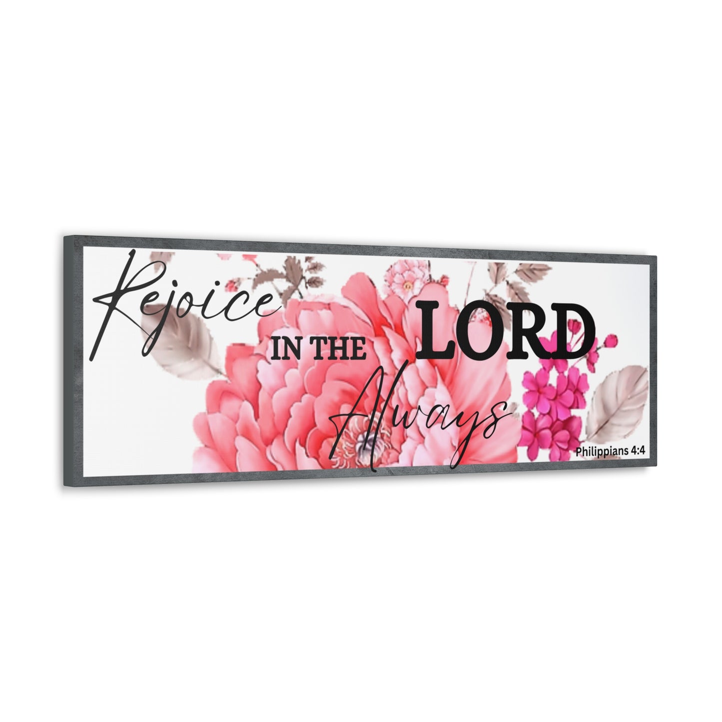 Christian Wall Art: Rejoice In The Lord (Wood Frame Ready to Hang)