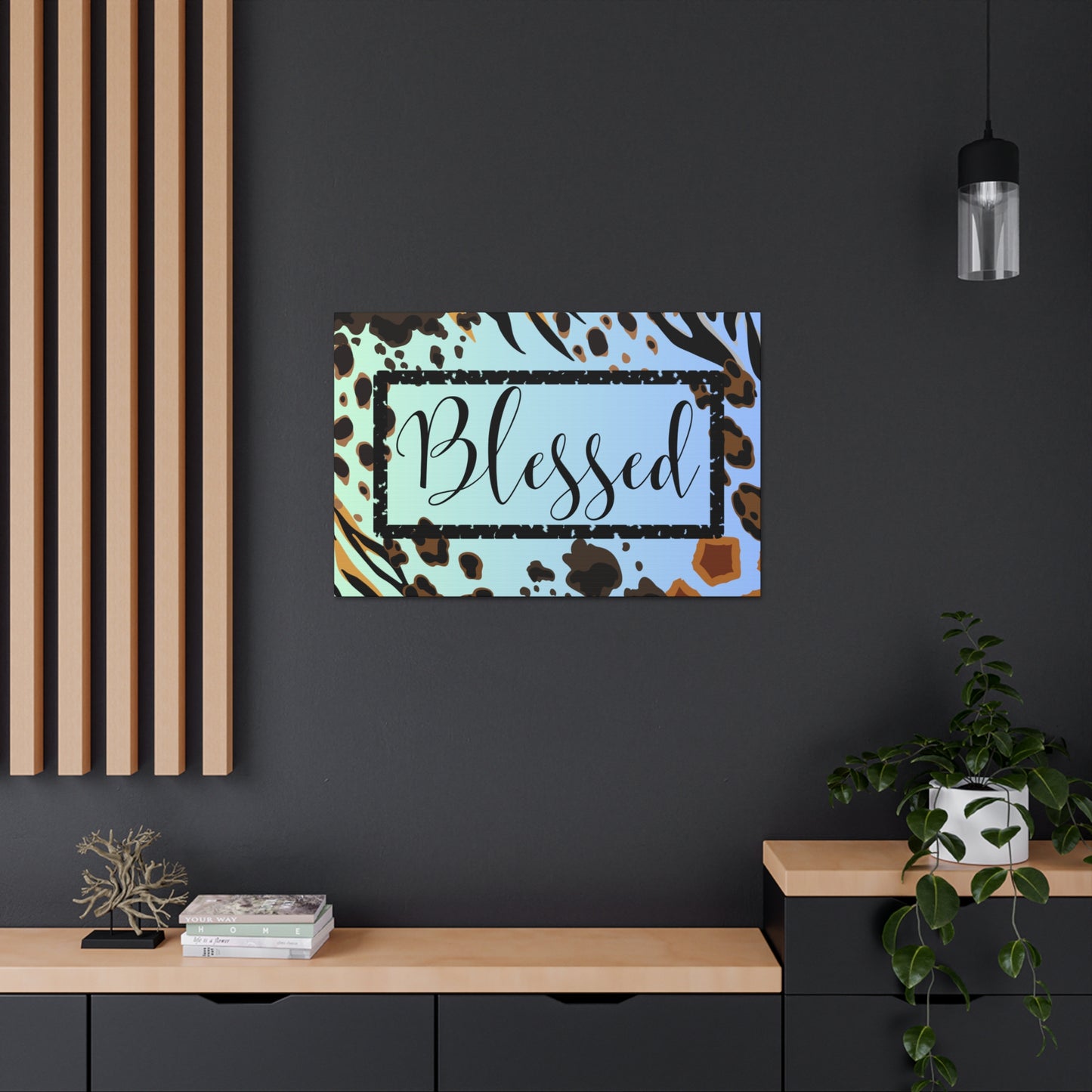 Christian Wall Art: Blessed (Wood Frame Ready to Hang)