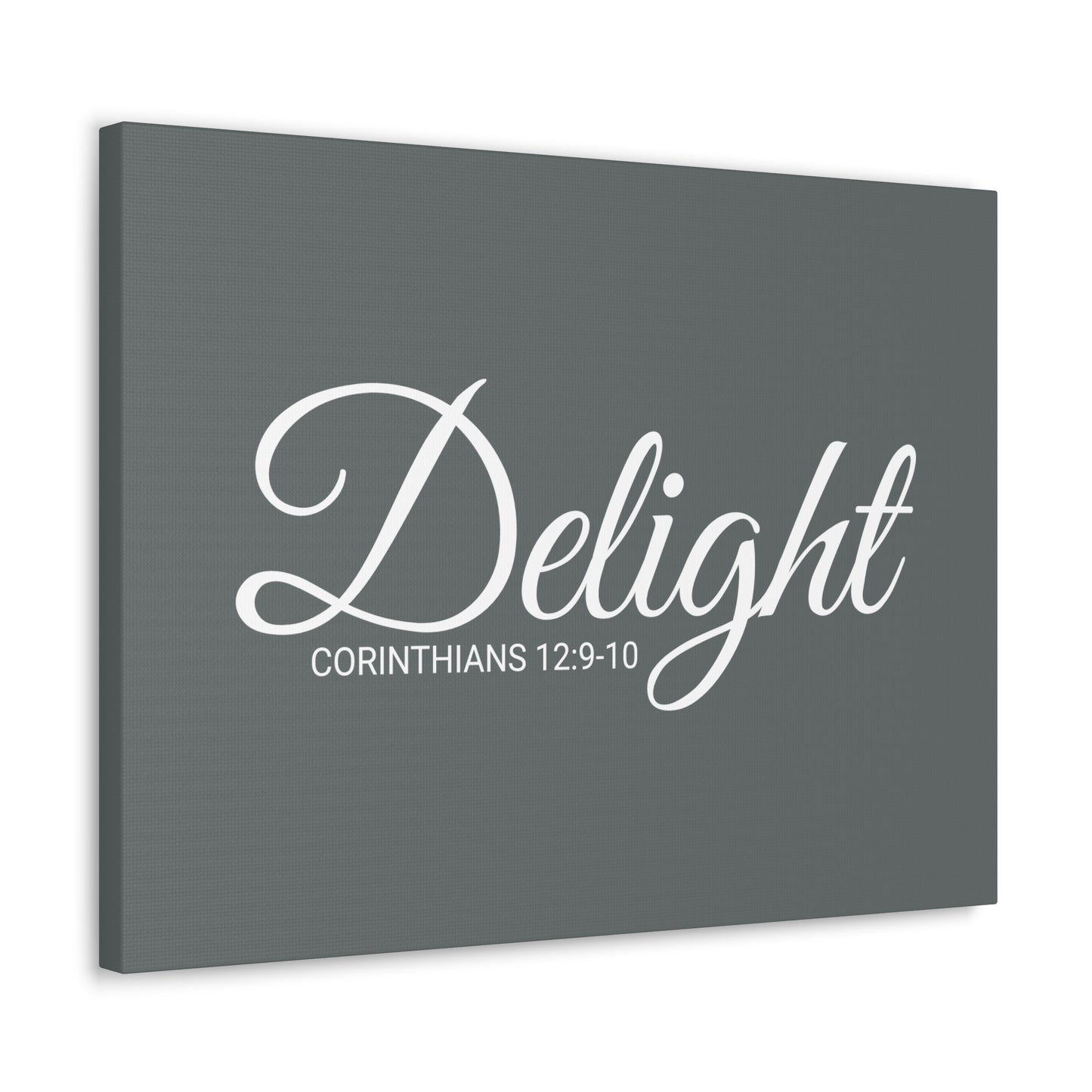 Christian Wall Art "Delight" Verse Corinthians 12:9-10 - Ready to Hang Unframed