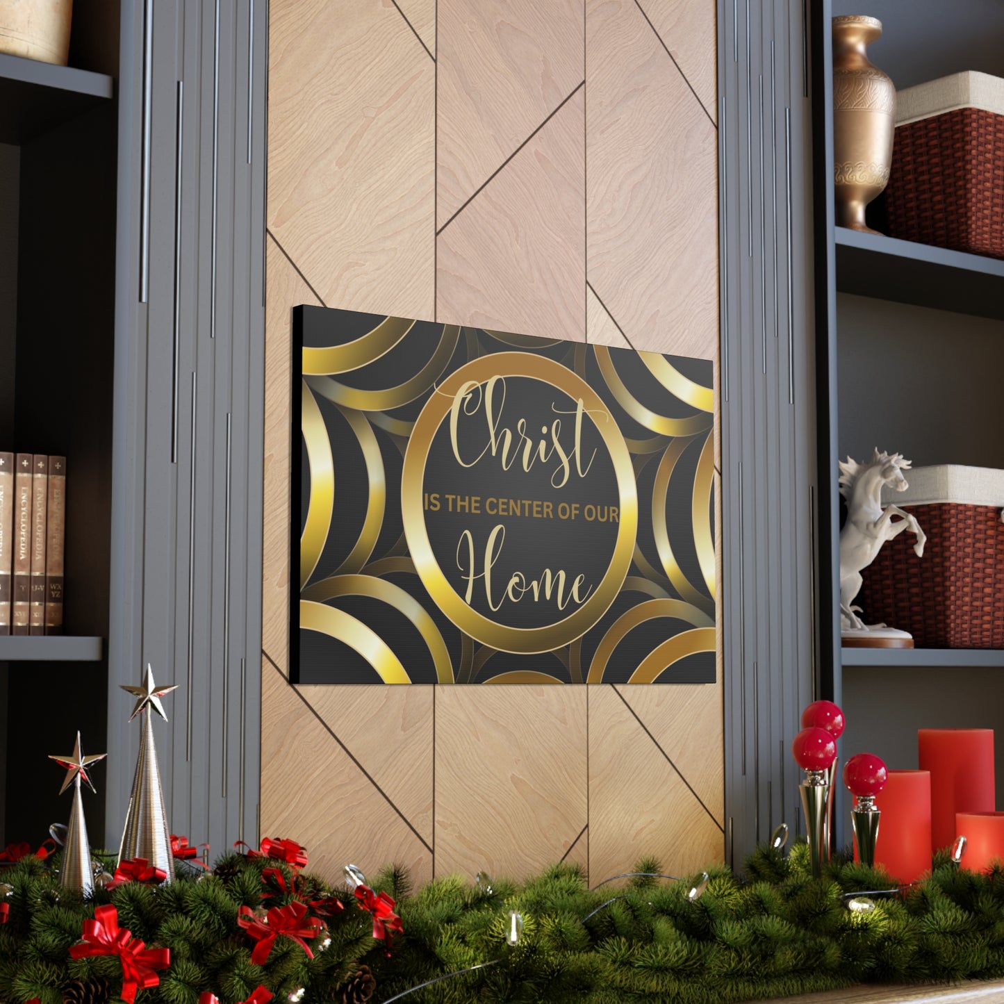 Christian Wall Art: Christ Is the Center of Our Home (Wood Frame Ready to Hang)