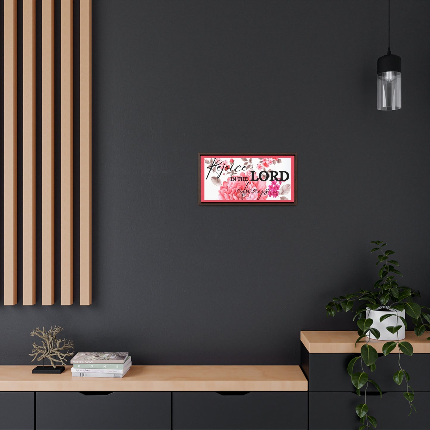 Christian Wall Art: Rejoice in the Lord (Floating Frame)