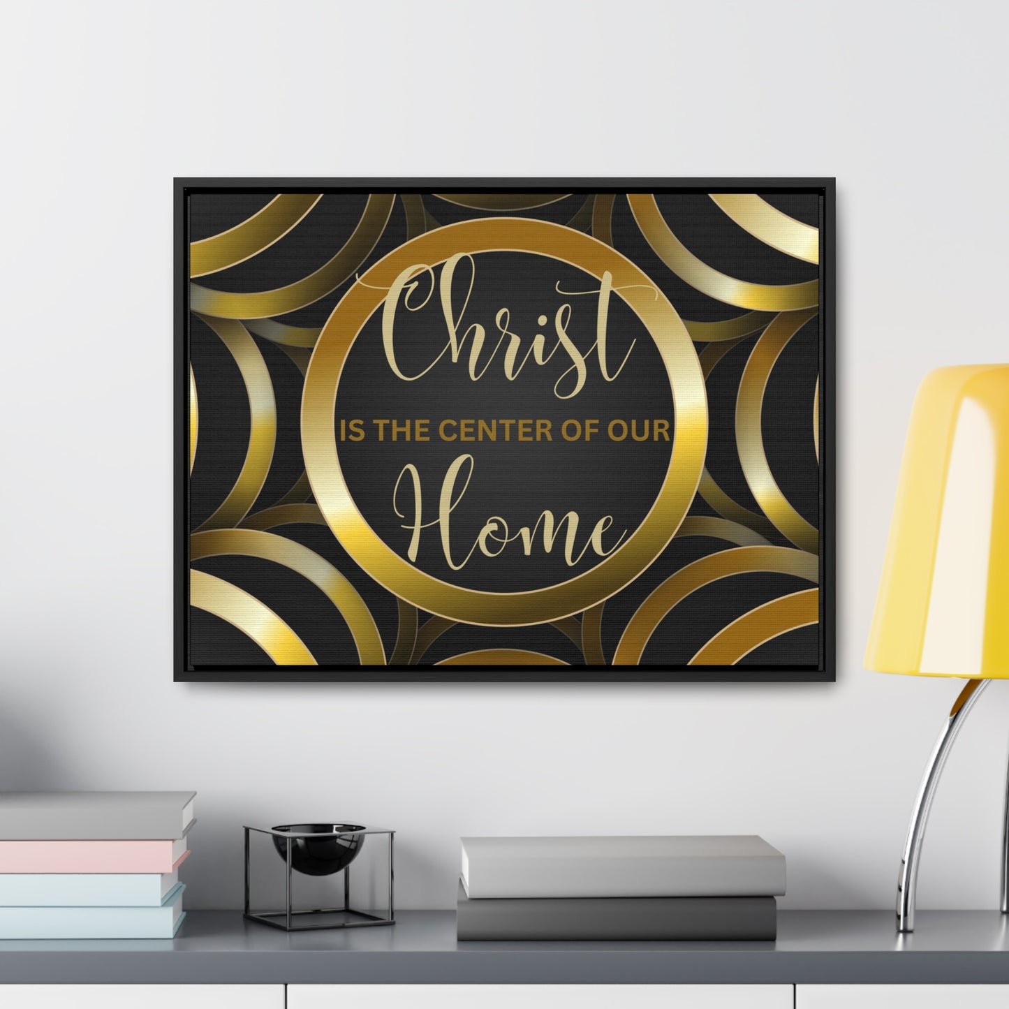 Christian Wall Art: Christ Is the Center of Our Home (Floating Frame)