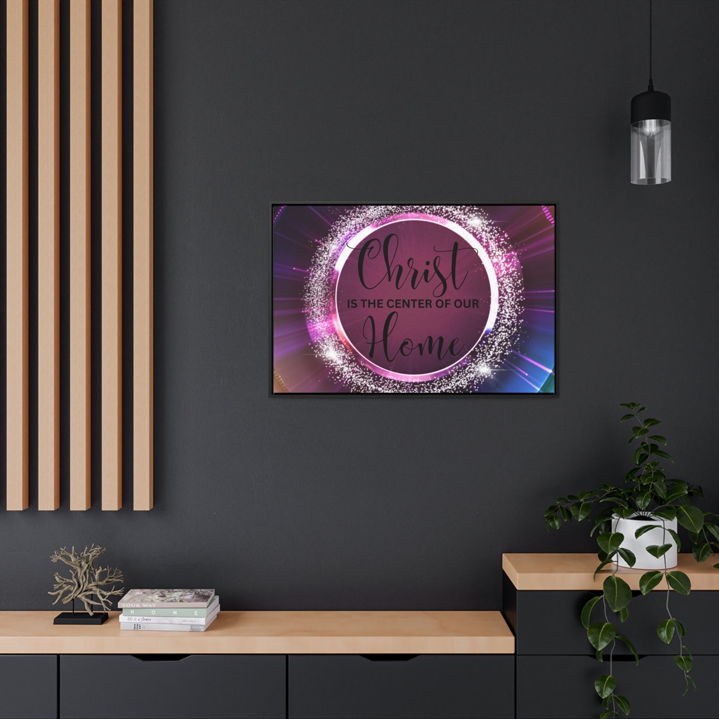 Christian Wall Art: Christ Is the Center of Our Home (Floating Frame)