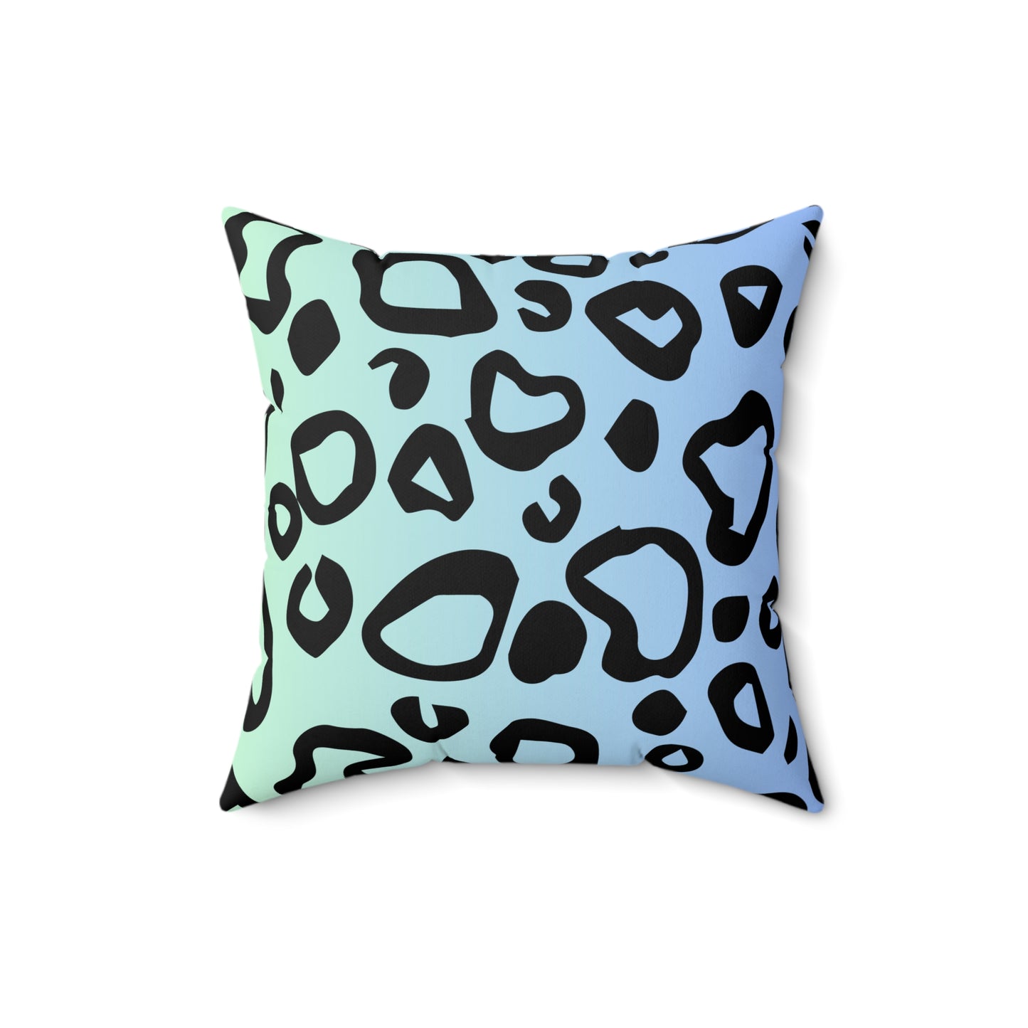 Leopard Print Blue-Green Ombre Throw Pillow