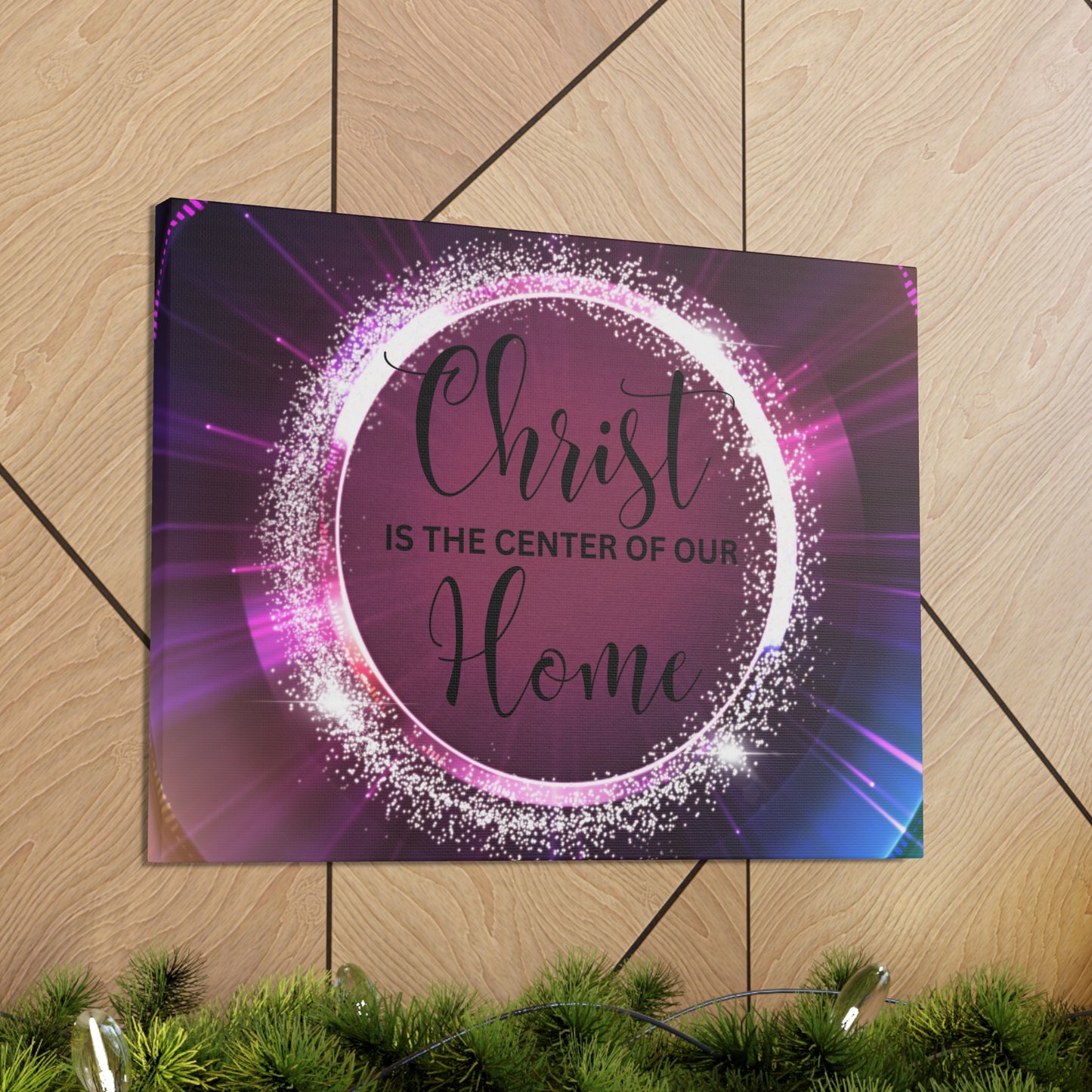 Christian Wall Art: Christ Is the Center of Our Home (Wood Frame Ready To Hang)