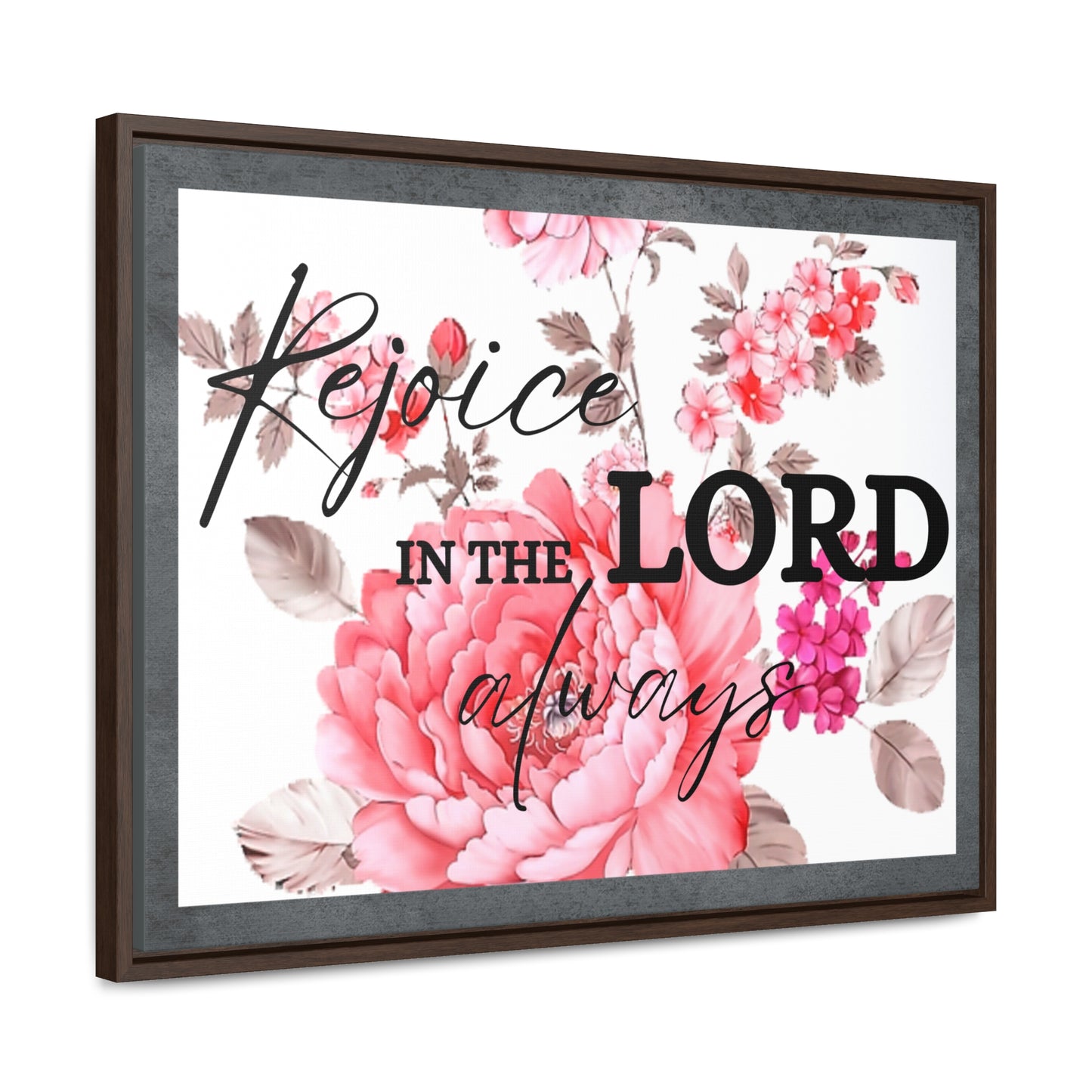 Christian Wall Art: Rejoice in the Lord (Floating Frame)