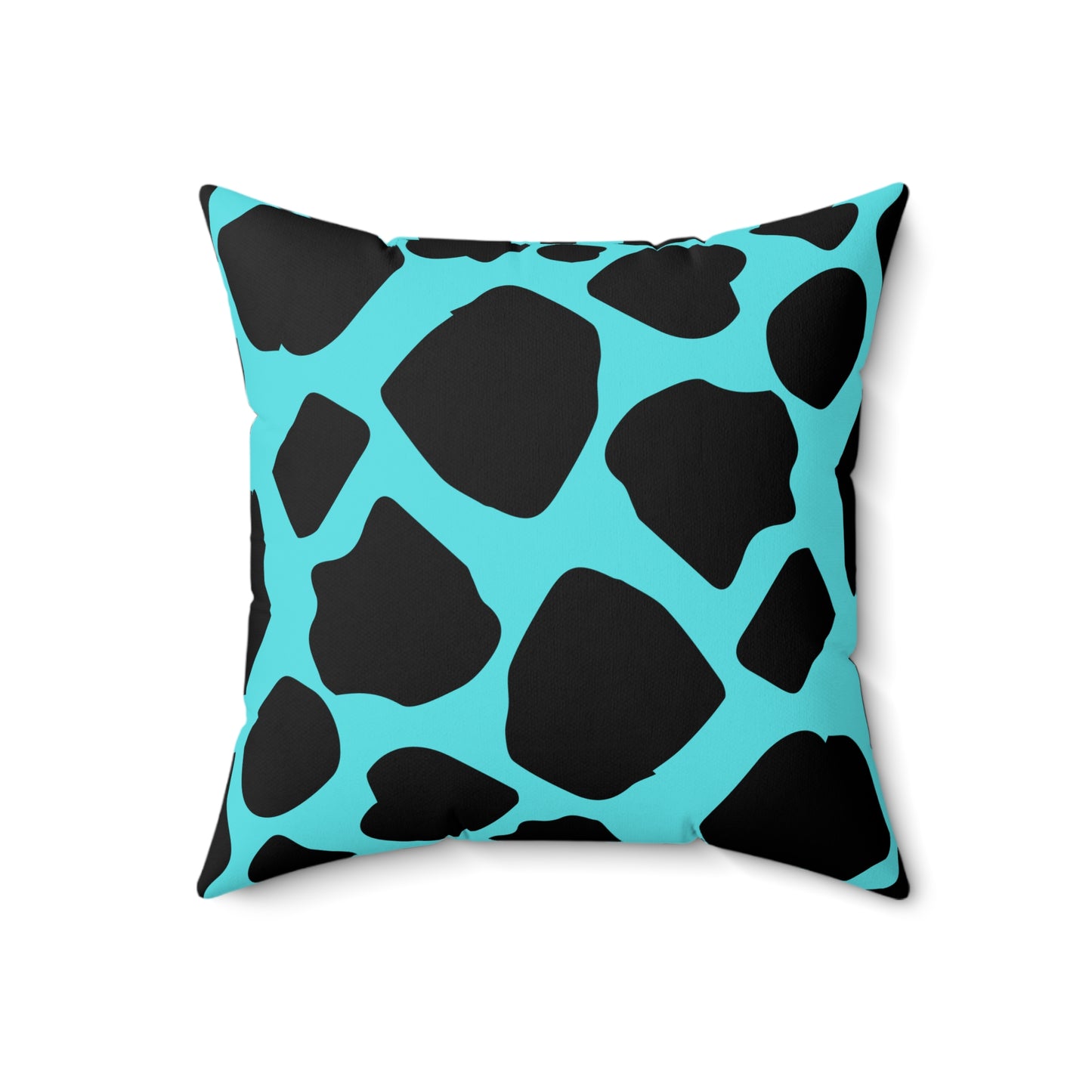 Cow Print Turquoise Throw Pillow