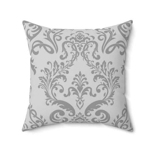 Paisley Gray and White Throw Pillow