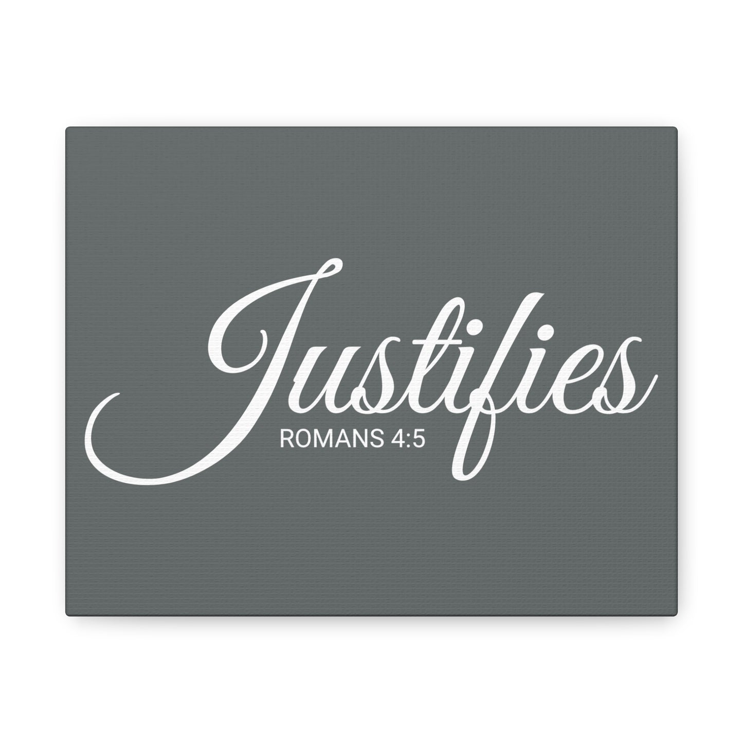 Christian Wall Art "Justifies" Verse Romans 4:5 Ready to Hang Unframed