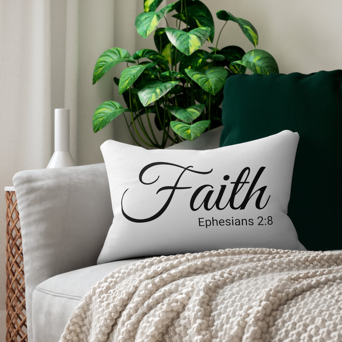 Scripture Faith Ephesians 2:8 Bible Verse Pillow