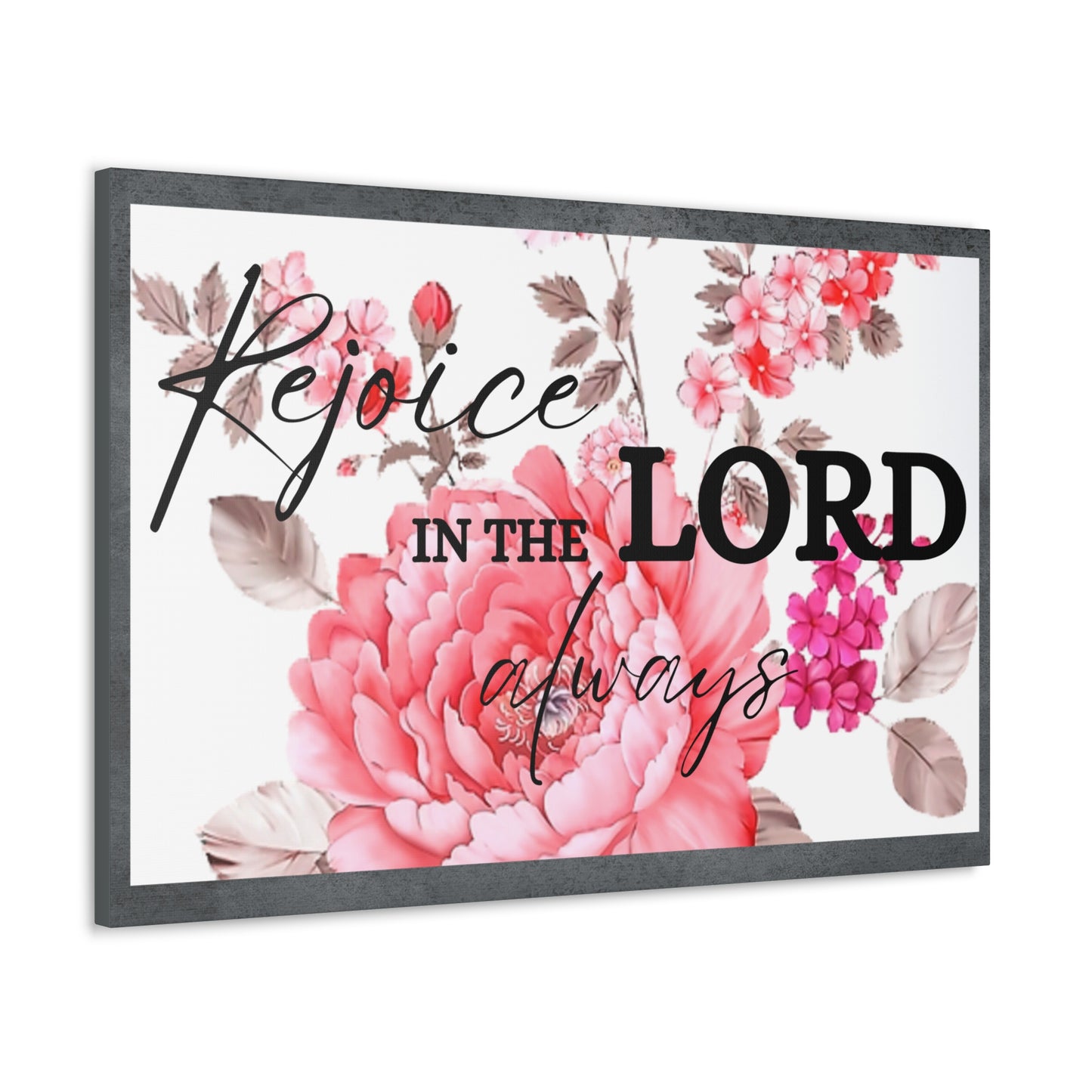 Christian Wall Art: Rejoice In The Lord (Wood Frame Ready to Hang)