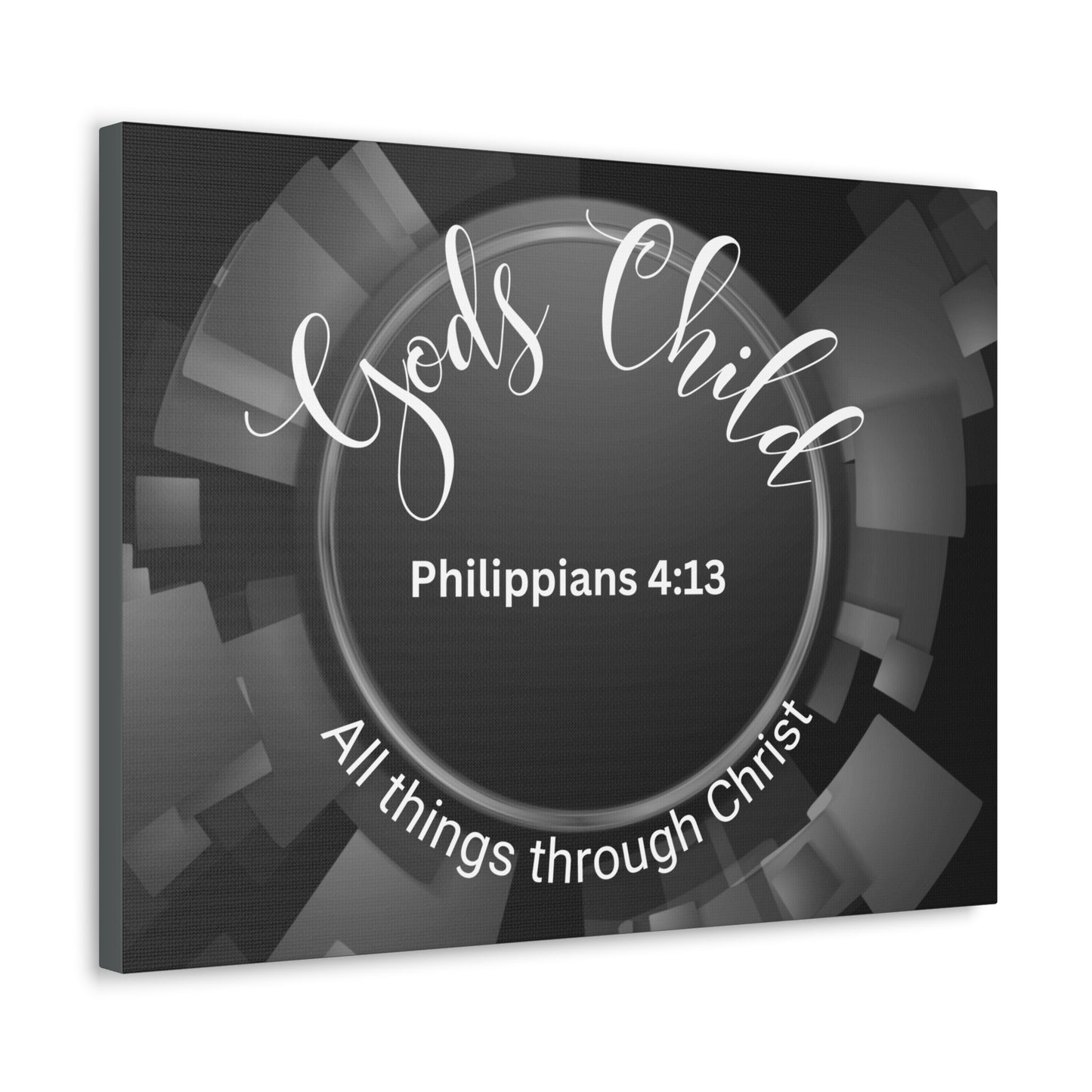 Christian Wall Art: Scripture Philippians 4:13 All thing through Christ/Gods Child (Wood Frame Ready to Hang)