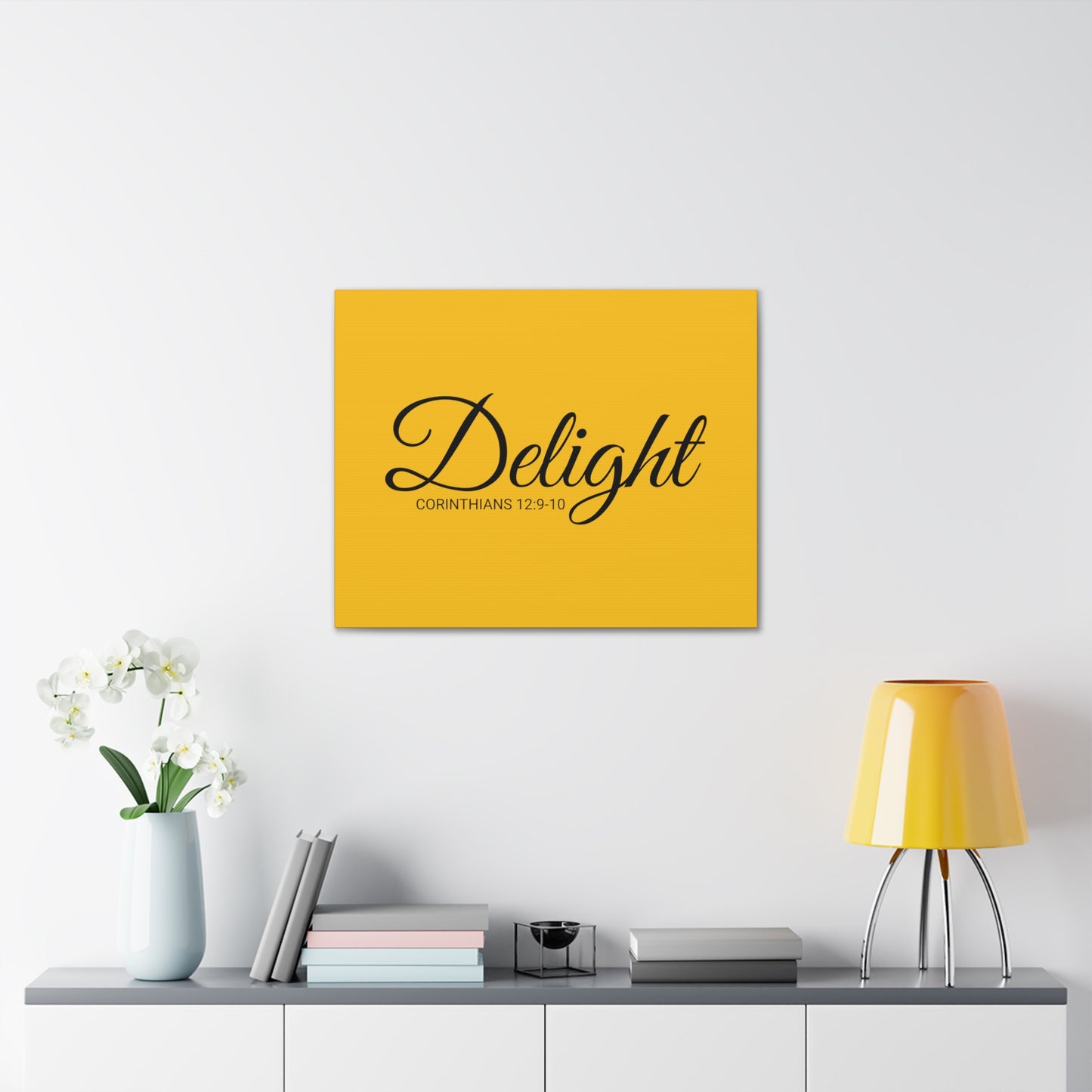 Christian Wall Art "Delight" Verse Corinthians 12:9-10 - Ready to Hang Unframed