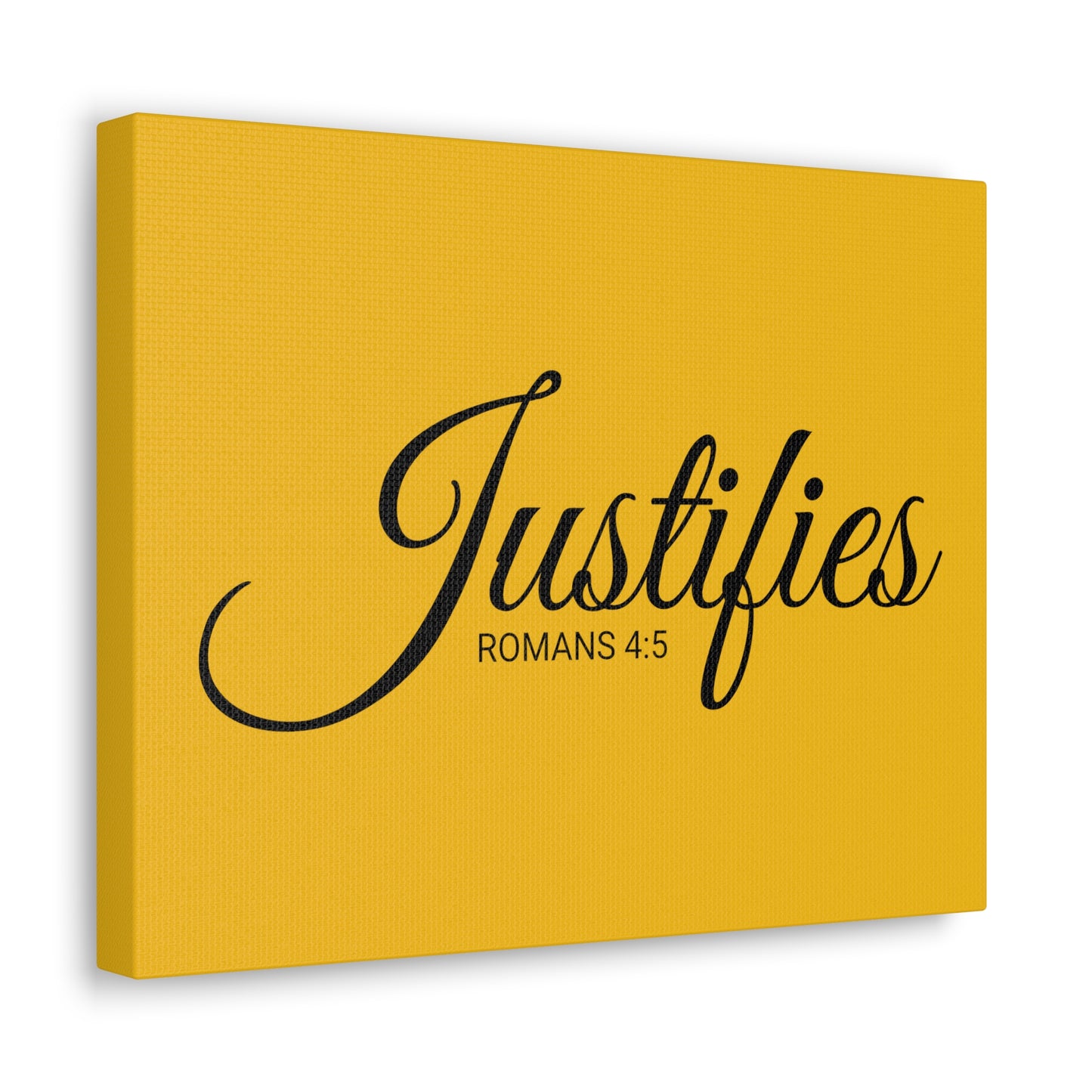 Christian Wall Art "Justifies" Verse Romans 4:5 Ready to Hang Unframed