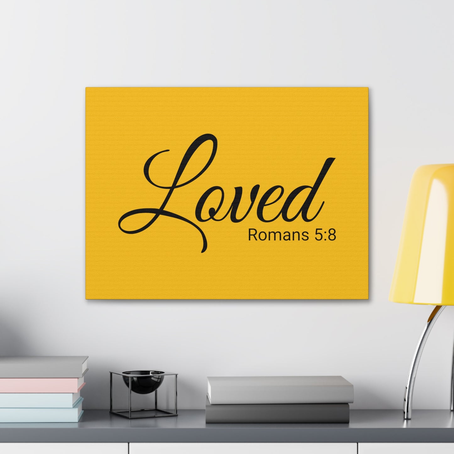 Christian Wall Art "Loved" Verse Romans 5:8 Ready to Hang Unframed