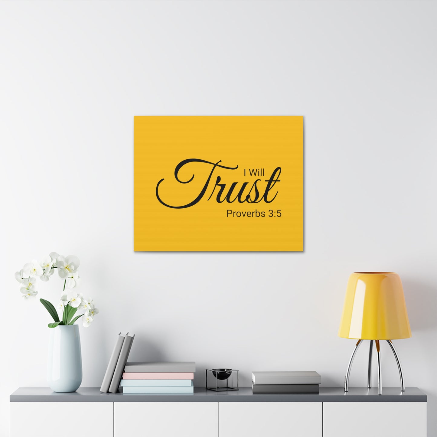 Christian Wall Art "I will Trust" Verse Proverbs 3:5 Ready to Hang Unframed