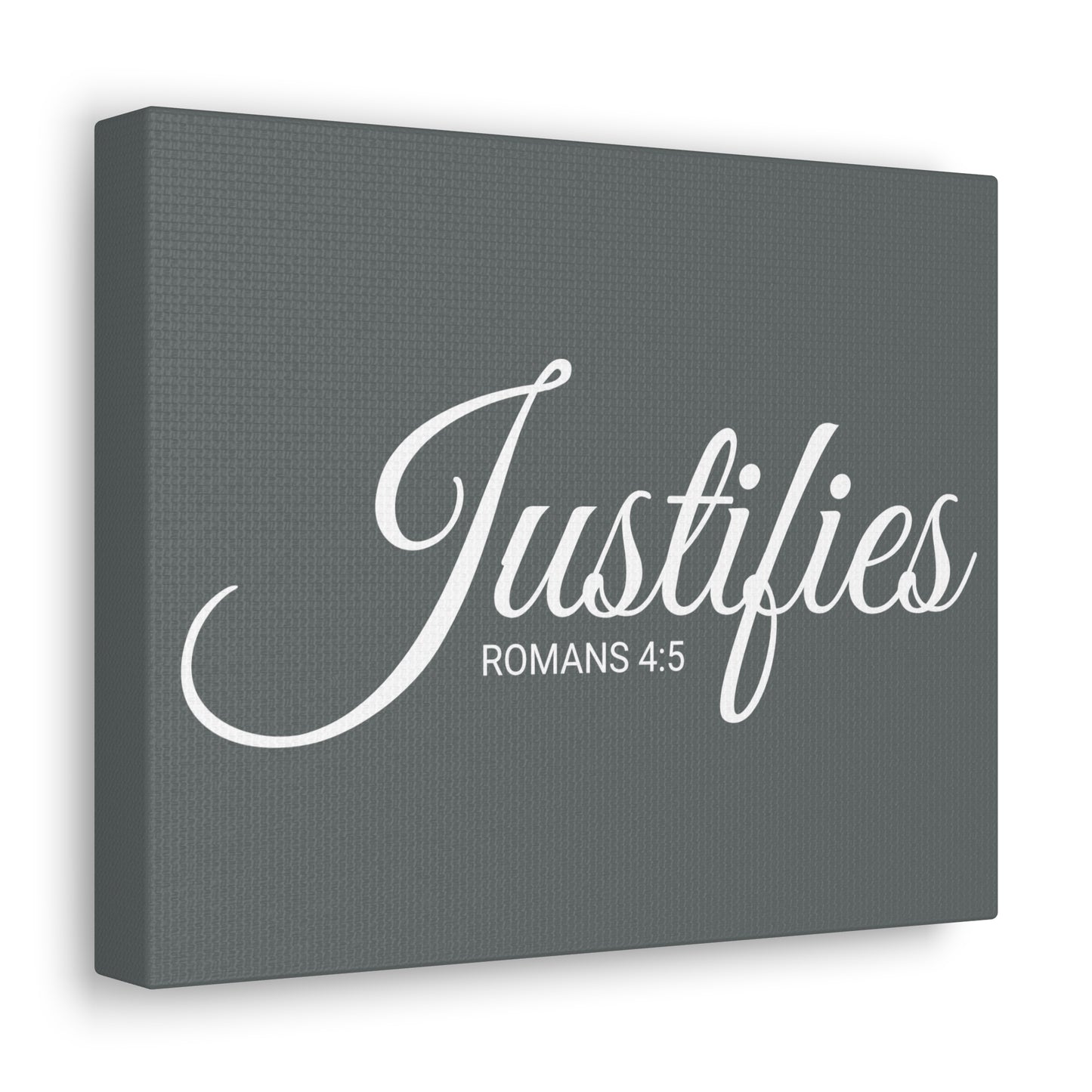 Christian Wall Art "Justifies" Verse Romans 4:5 Ready to Hang Unframed