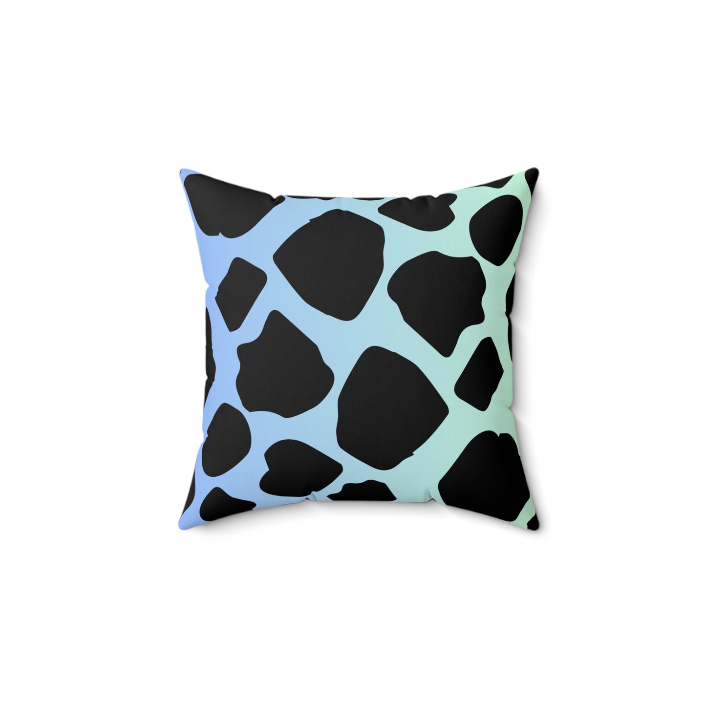 Cow Print Blue-Green Ombre Throw Pillow