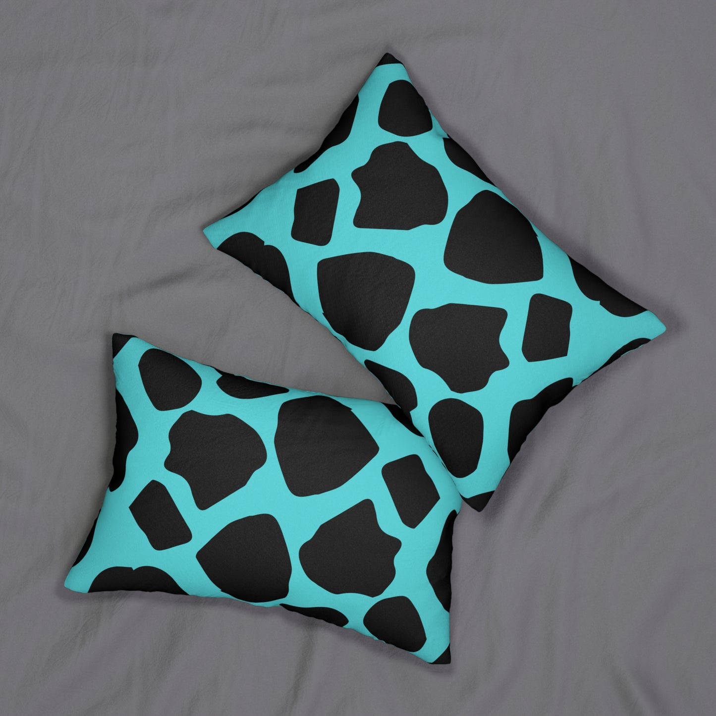 Cow Print Turquoise Accent Pillow