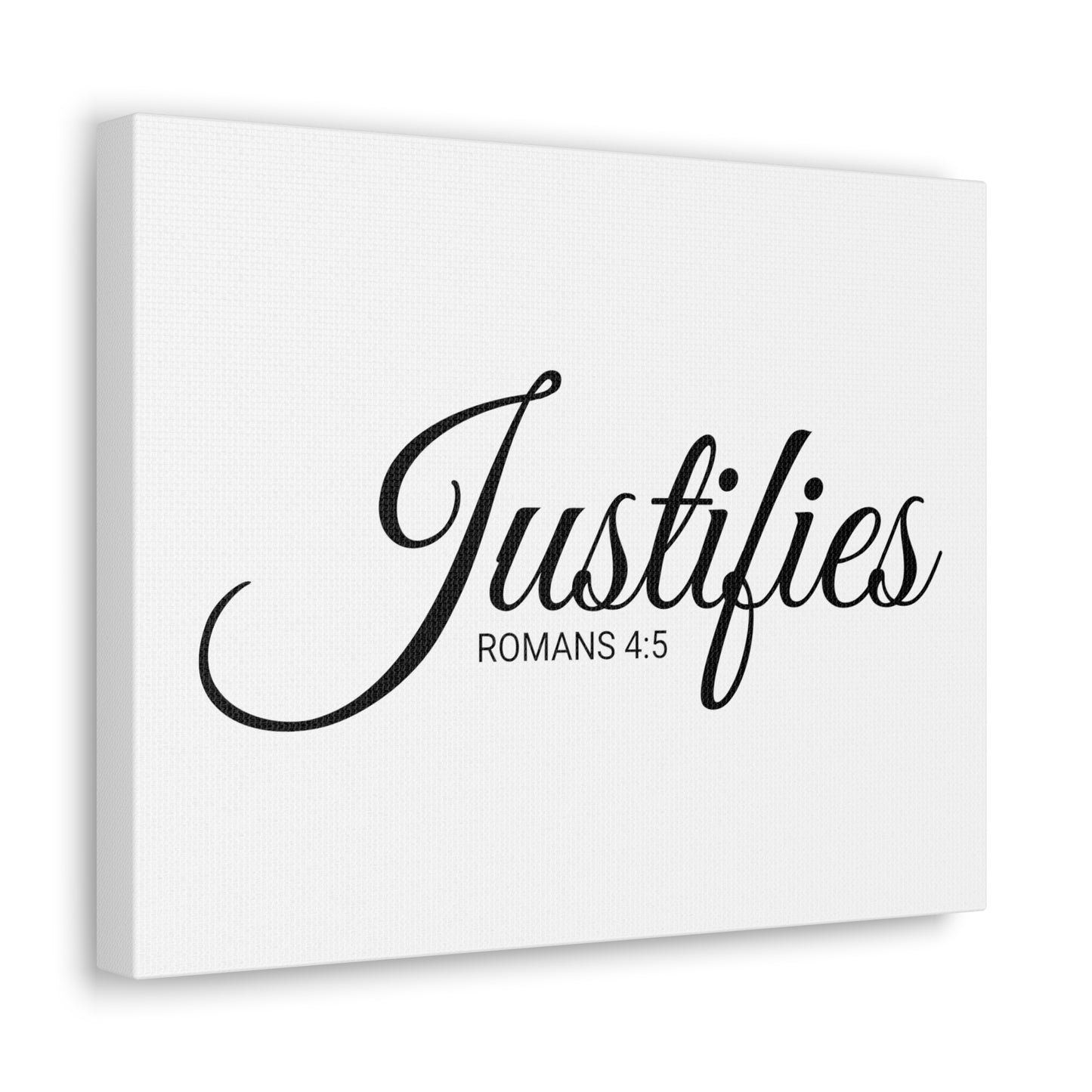 Christian Wall Art "Justifies" Verse Romans 4:5 Ready to Hang Unframed