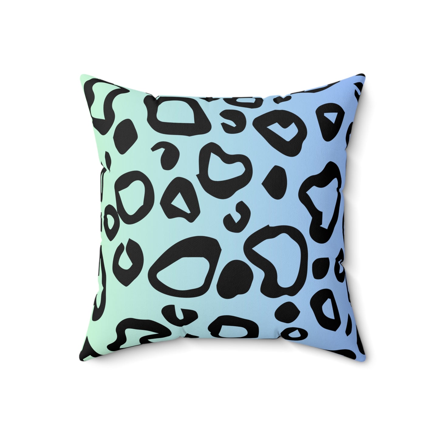 Leopard Print Blue-Green Ombre Throw Pillow