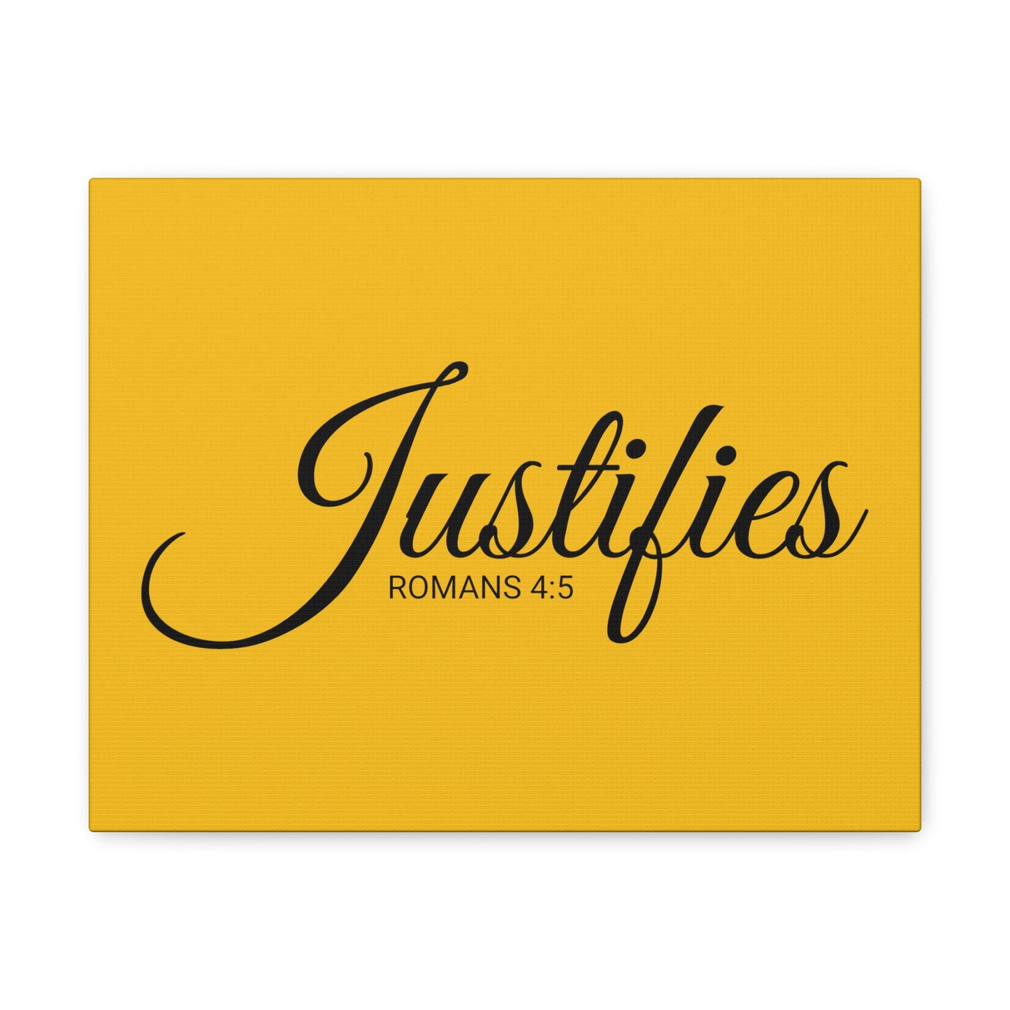 Christian Wall Art "Justifies" Verse Romans 4:5 Ready to Hang Unframed