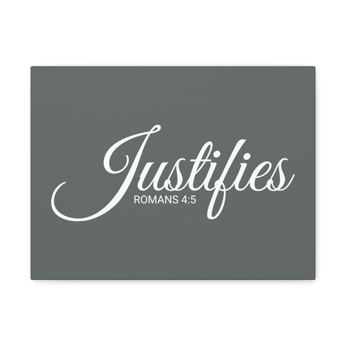 Christian Wall Art "Justifies" Verse Romans 4:5 Ready to Hang Unframed