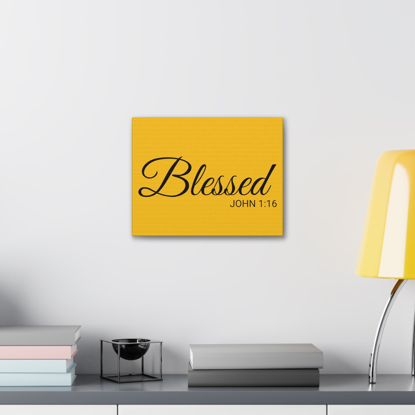 Christian Wall Art "Blessed" Verse John 1:16 - Ready to Hang Unframed