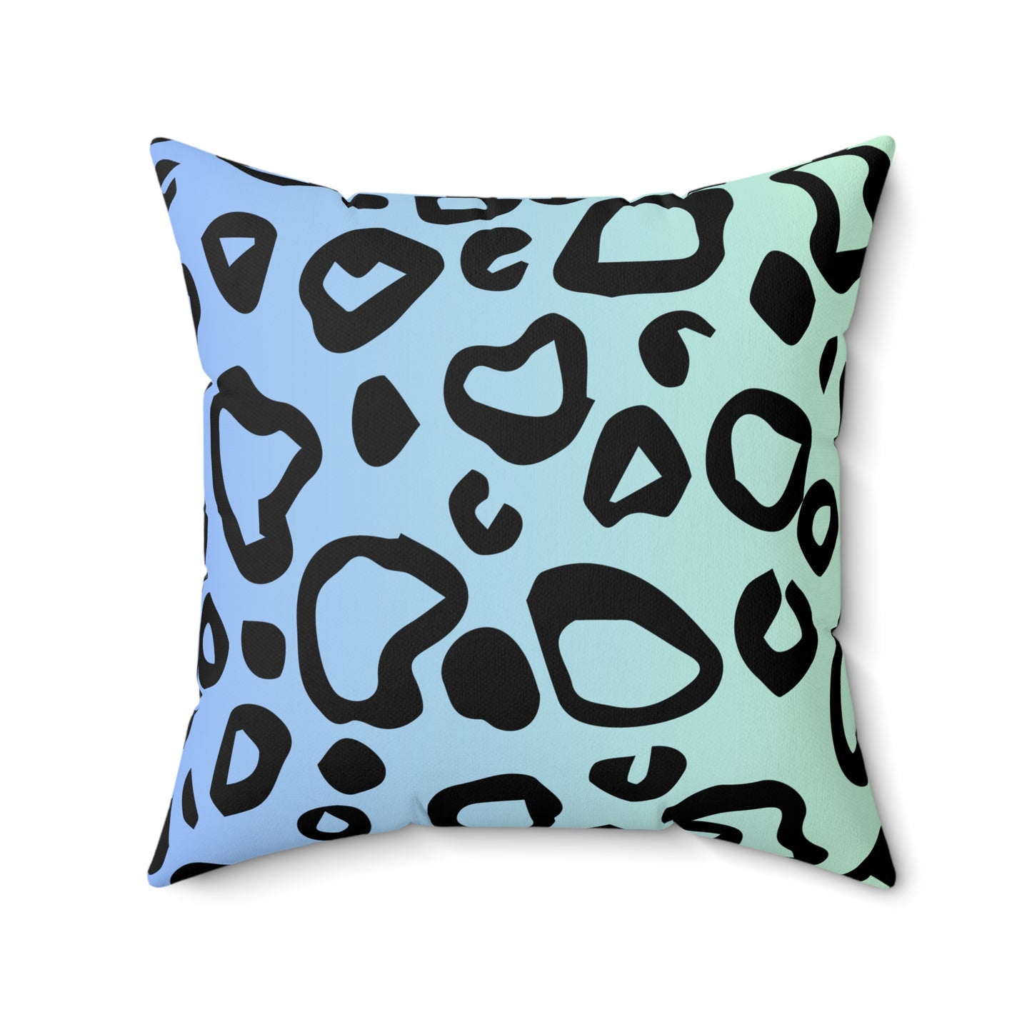 Leopard Print Blue-Green Ombre Throw Pillow