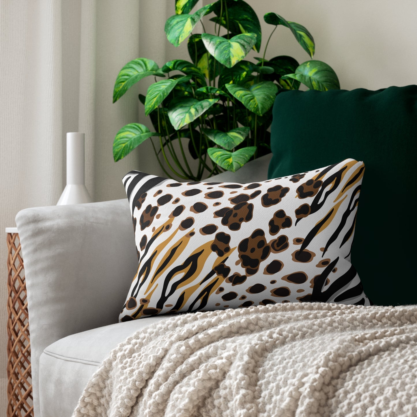 Animal Print (Dual) White Accent Pillow