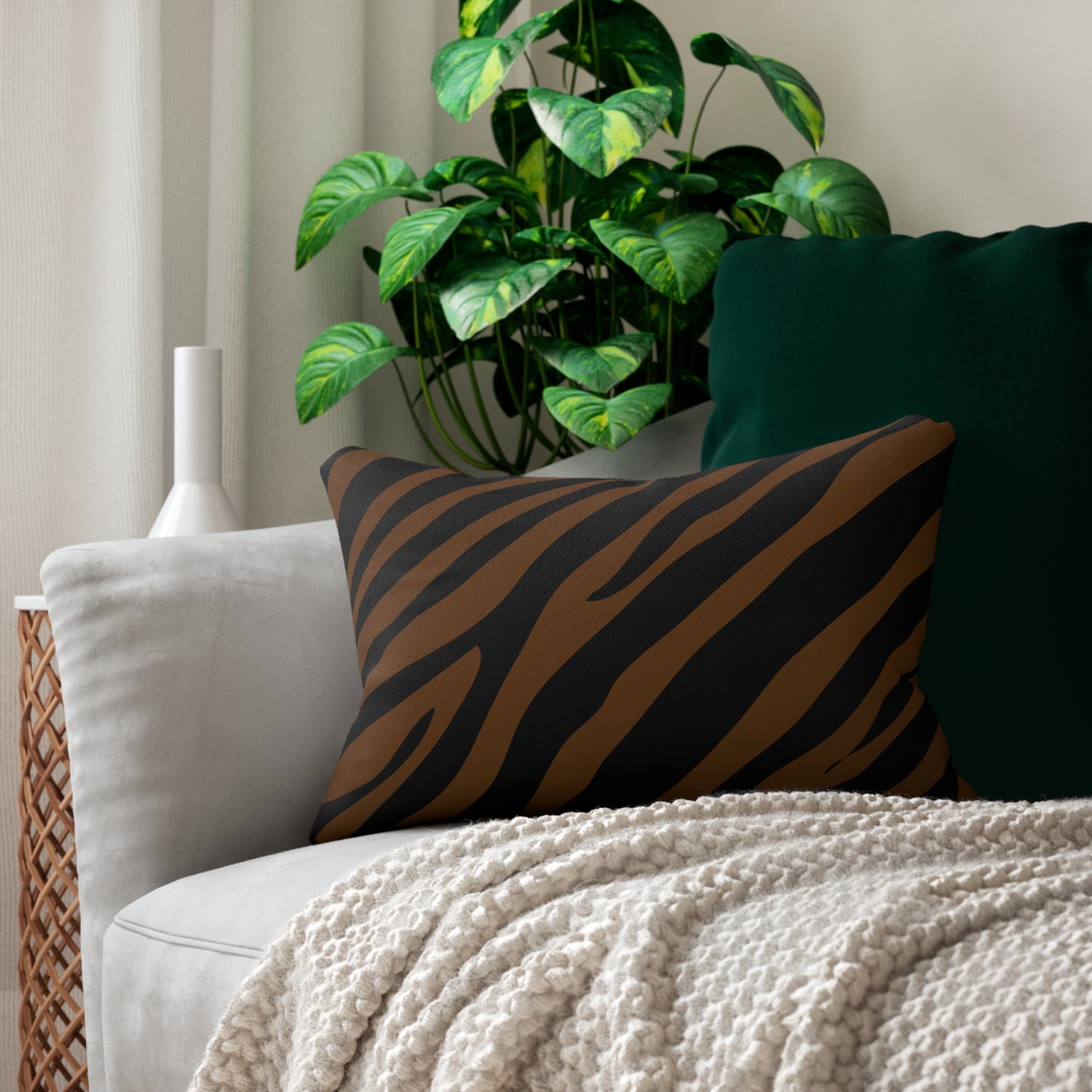 Zebra Print (Dual) Brown Accent Pillow